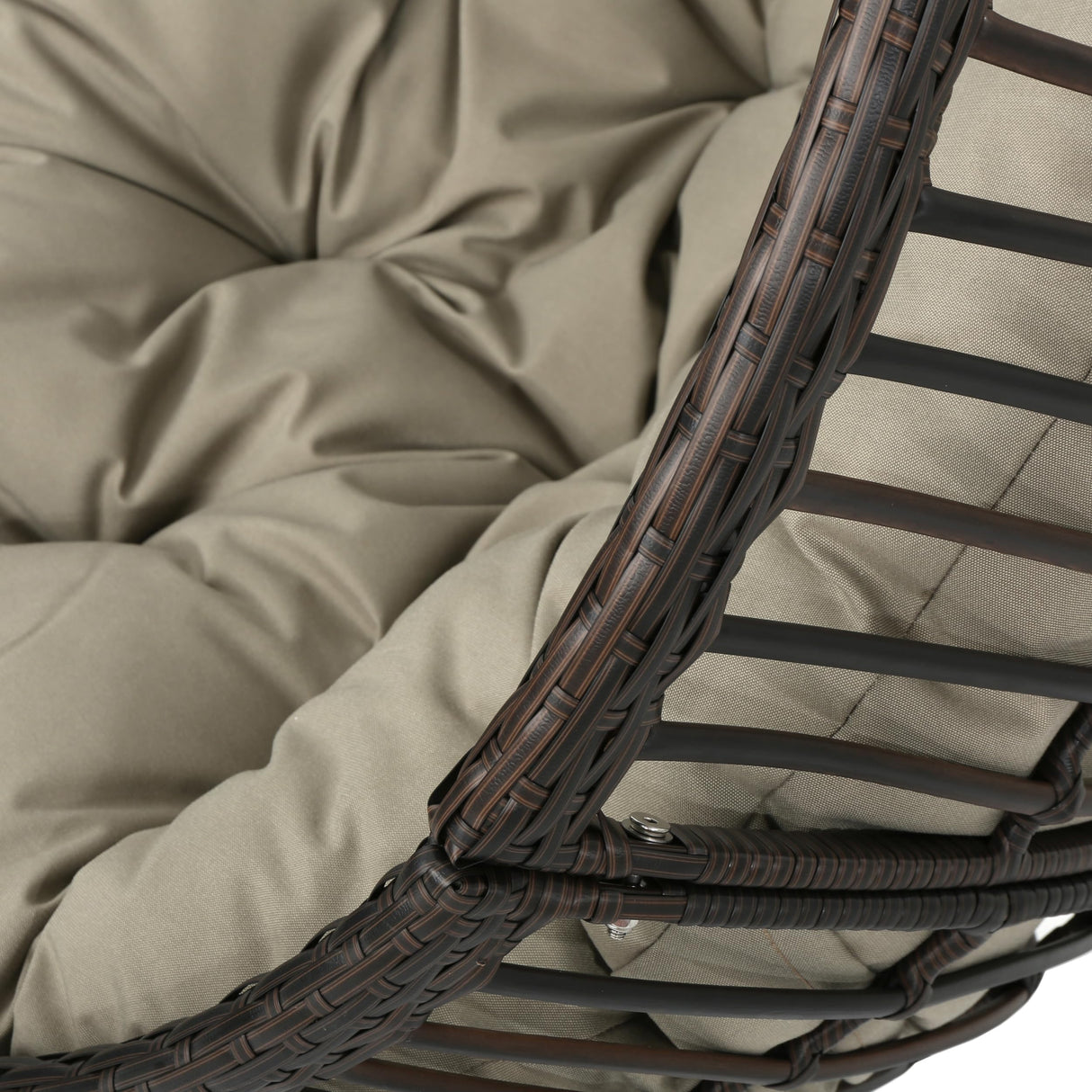 Roomfitters Outdoor Hanging Egg Chair with Woven Rattan Frame and Plush Cushion, Stand Not Included, Brown roomfitters