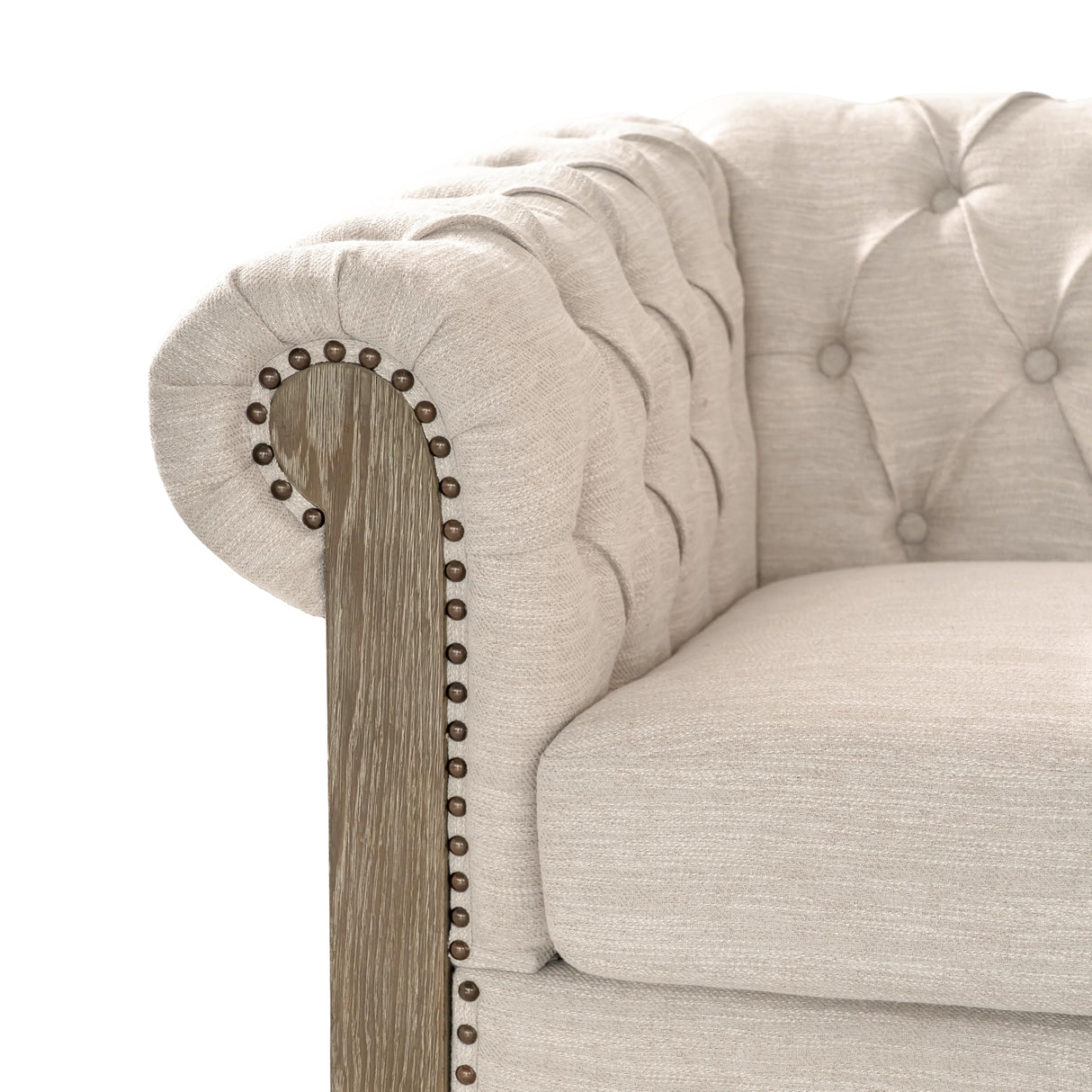 Ball & Cast 104" Sectional Couch L Shape Sofa W/Wood Legs,Leather Corner Couch W/Tufted Backrest & Metal Rivets,6 Seat Sofa W/Rolled Arm,for Living Room,Apartment,Office,Beige Ball & Cast