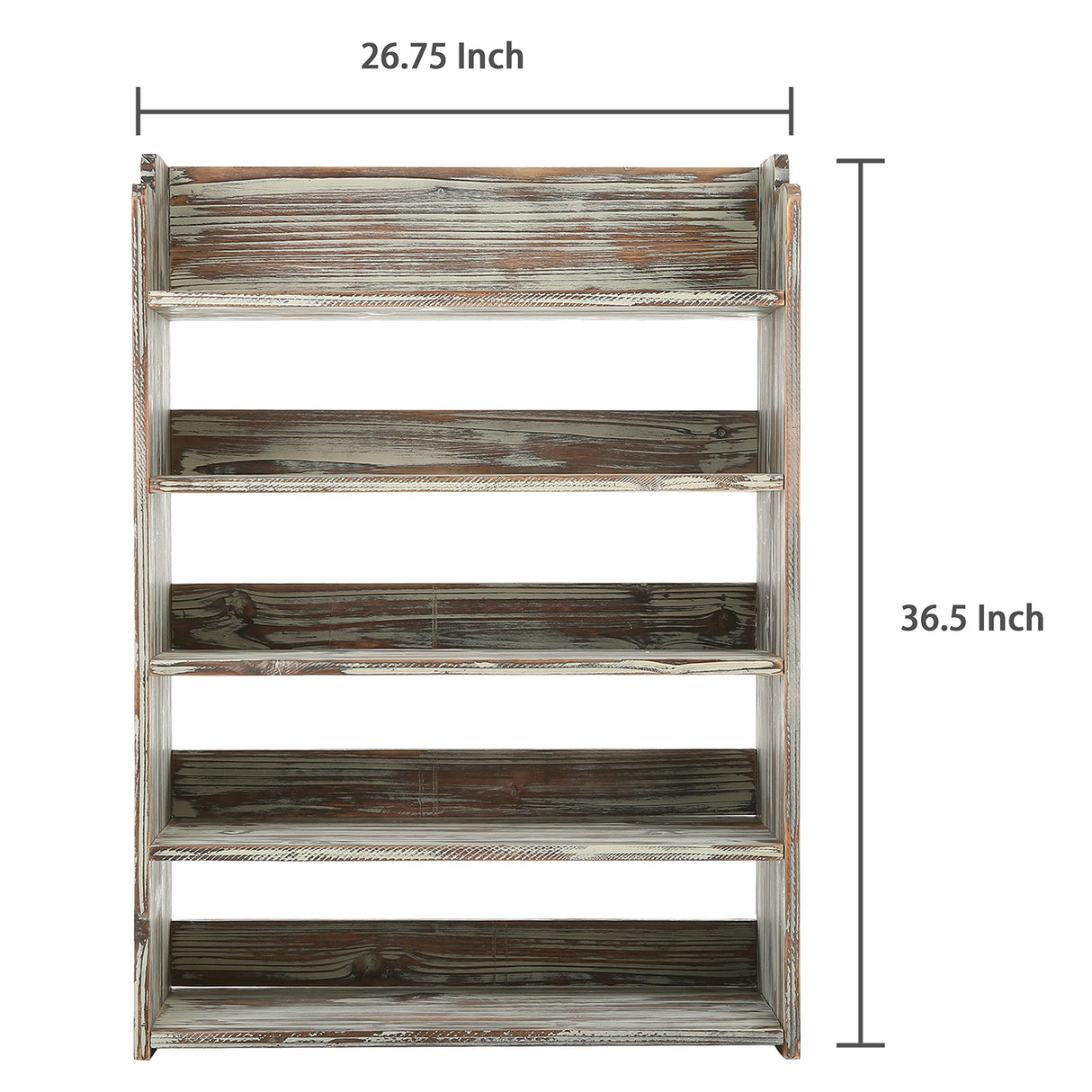 MyGift 5 Tier Rustic Torched Wood Entryway Shoe Rack Storage Shelves, Closet Organizer Shelf MyGift