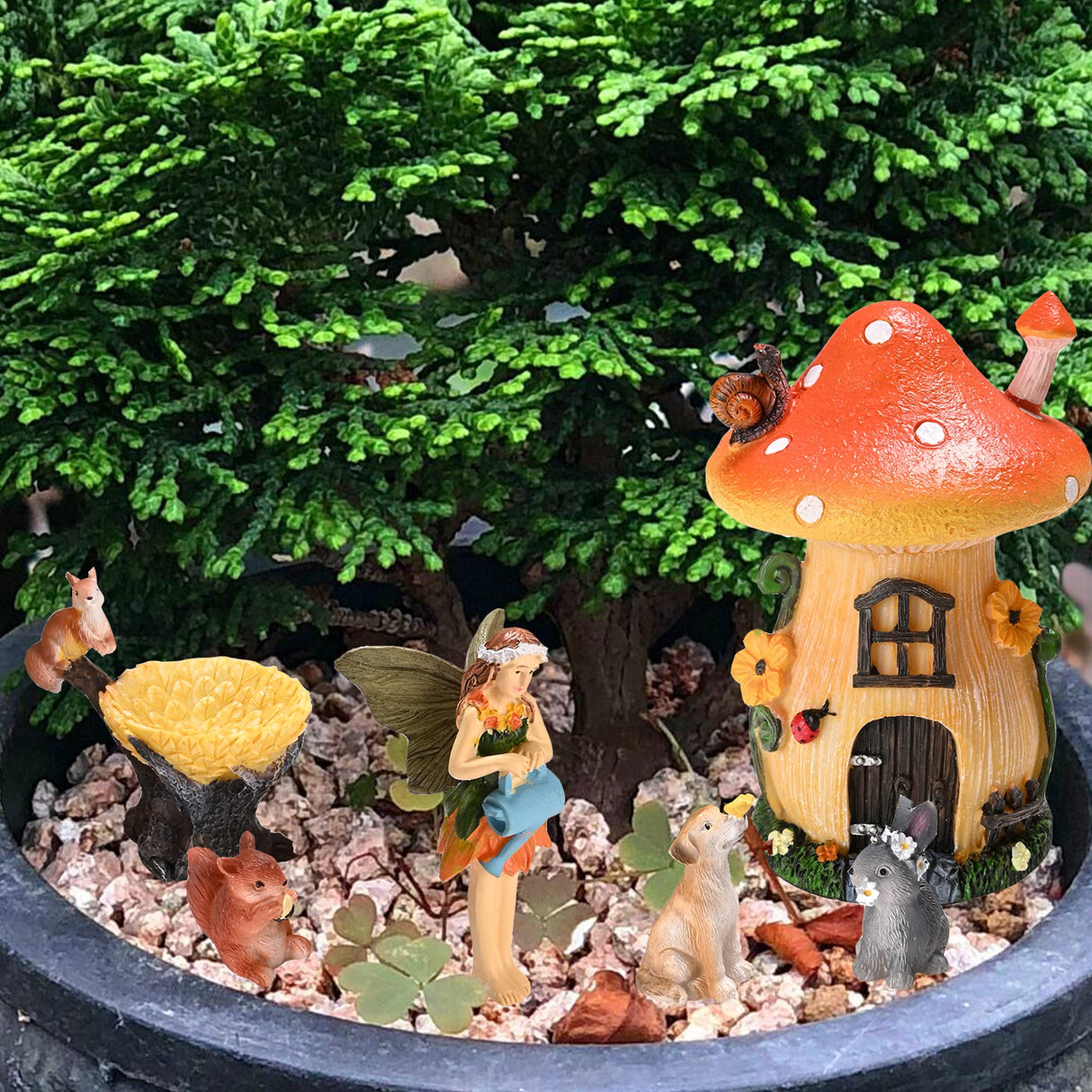 Sparkle Race Fairy Garden Accessories Kit with Miniature Figurines, Fairy Village Kit for Kids, Gnomes Garden Decorations, Outdoor & Indoor Ornaments Sparkle Race