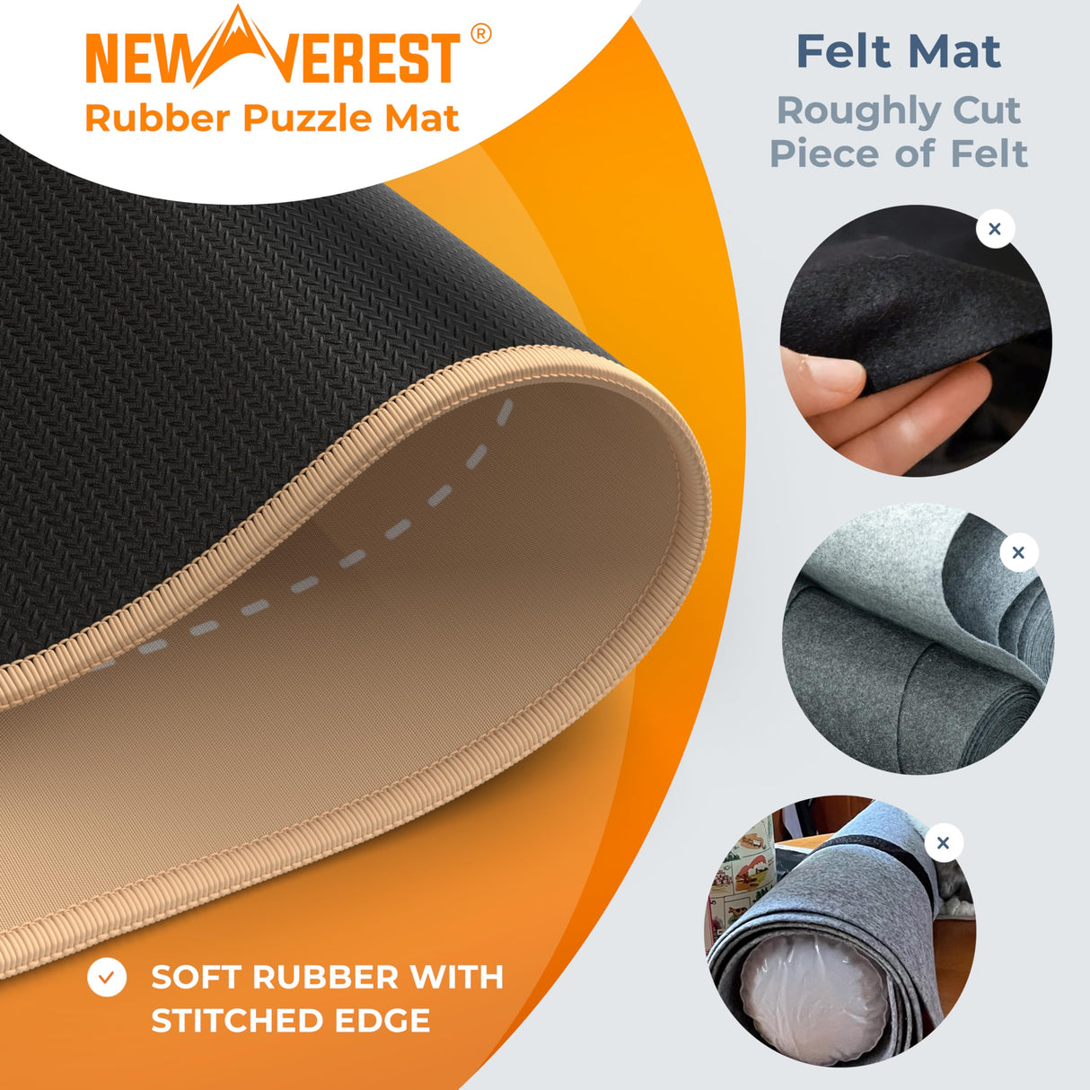 The Original Newverest Jigsaw Puzzle Mat Roll Up, Rose Gold, 46” x 26” Portable Keeper Up to 1500 pieces with Non-Slip Rubber Bottom & Smooth Top + 3 Puzzle Sorting Trays & Travel-Friendly Storage Bag Newverest