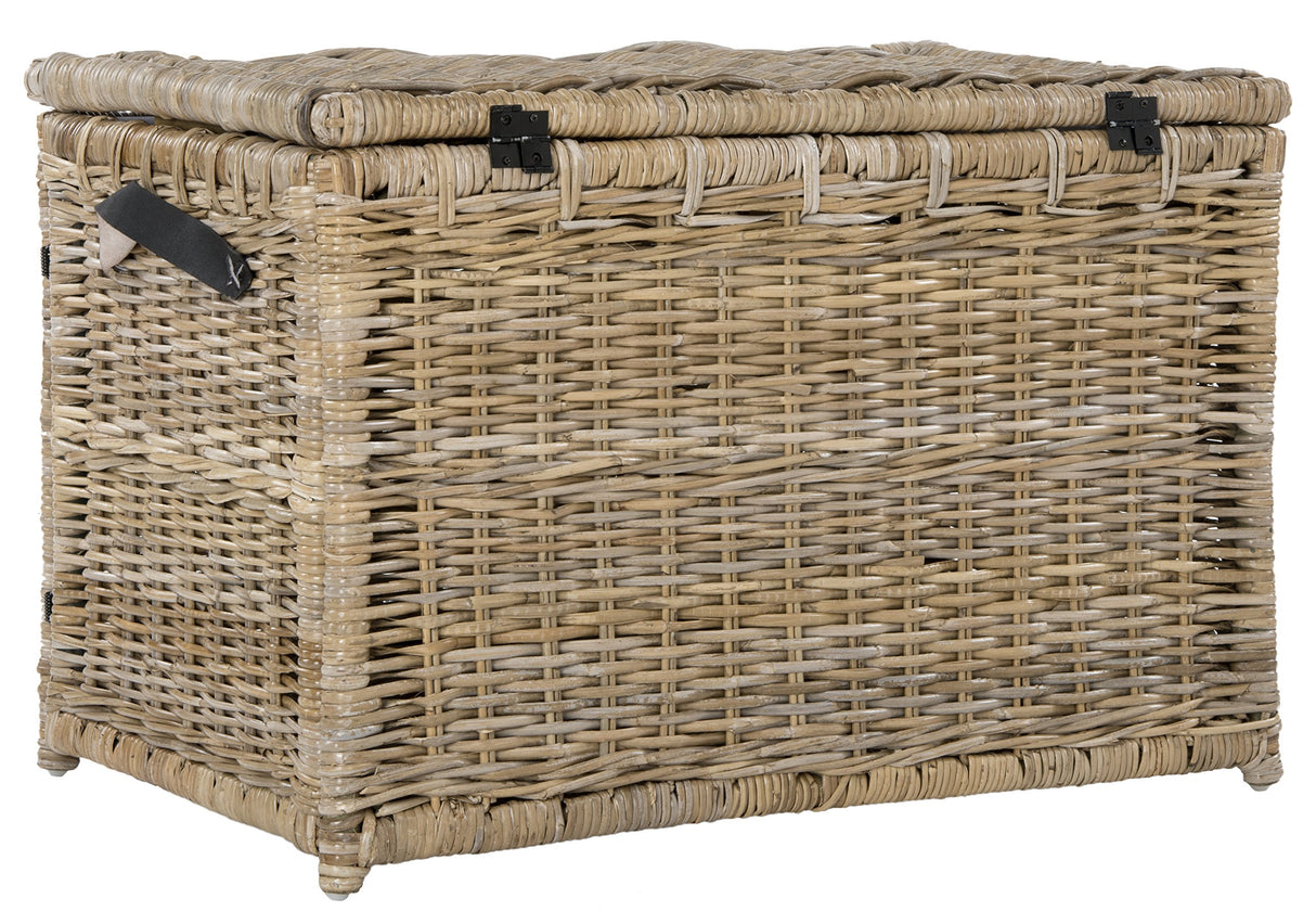 happimess HPM9004B Michael 35" Wicker Storage Trunk, Collapsible for flat storage, Rattan-Kubusoft Gray, Coastal for Office, Dorm Room-LivingRoom, Bedroom, Dining Room, Natural happimess