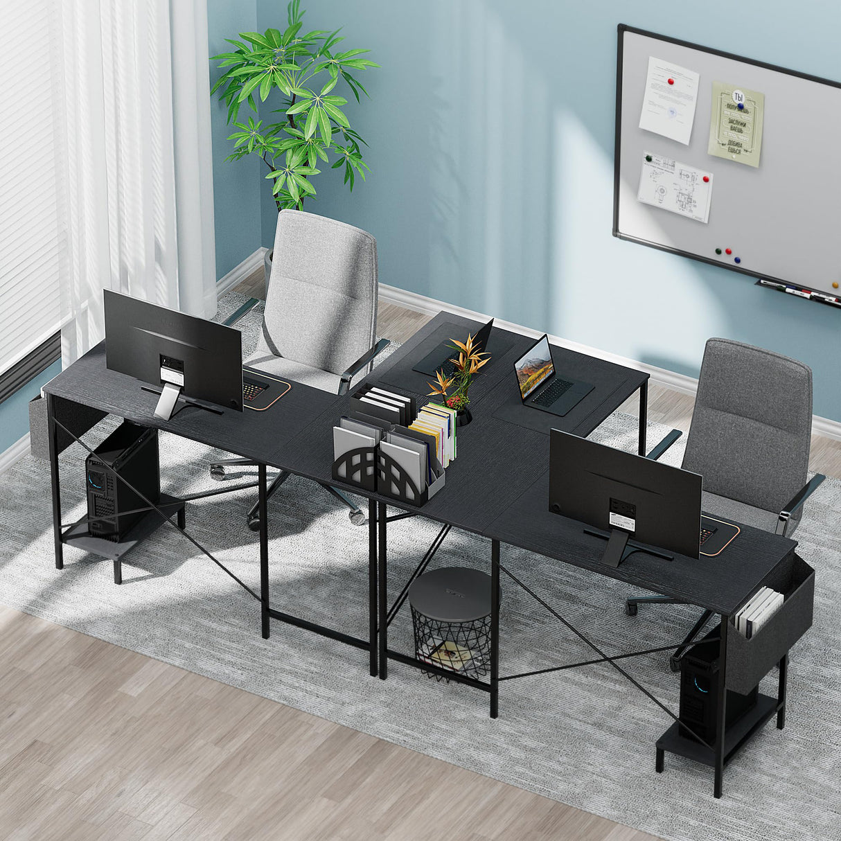 InfiniPower L Shaped Desk Gaming Computer 50 Inch Reversible Corner Table, PC Work Table for Writing Study Student with Wood Tabletop Metal Frame CPU Stand Side Bag for Home Office Small Place InfiniPower