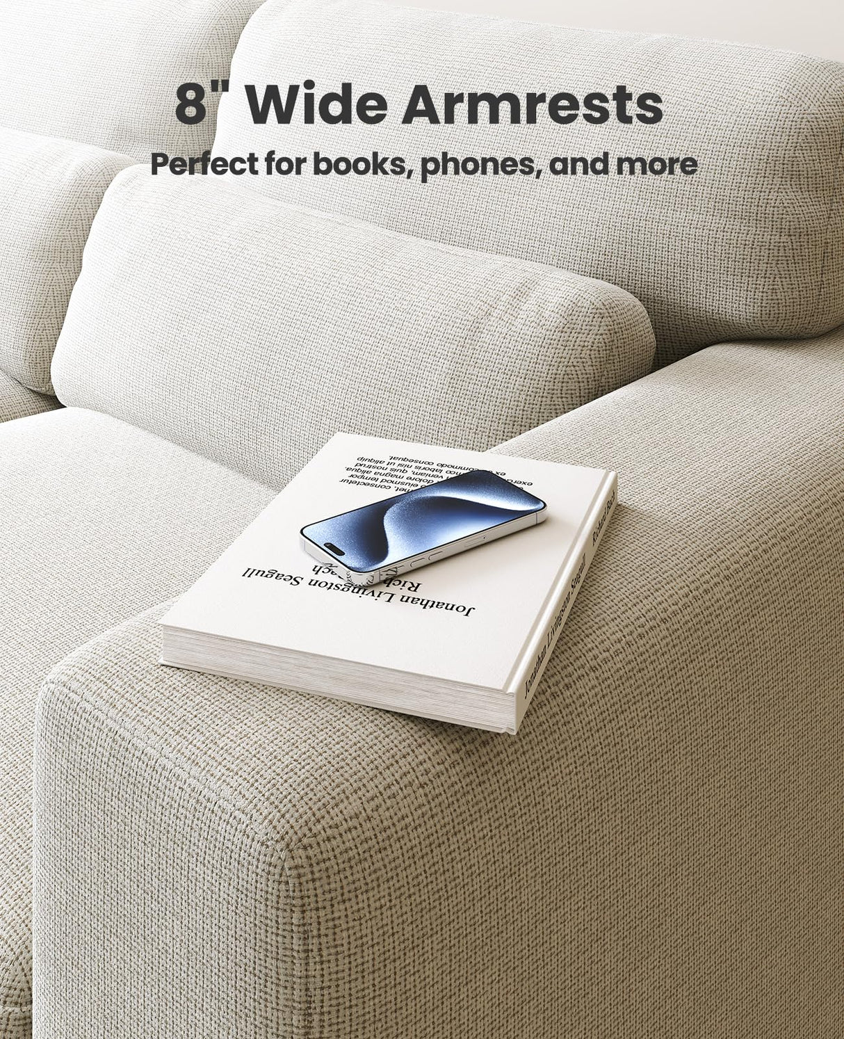 Amada 3 Seater Sofa Couch for Living Room,89" Modern Couch with Deep Seats &Wide Armrests,Comfy Sofa with Supportive Futon &Thickened Cushion,Removable & Washable Covers,Cotton-Linen Fabric,White AMADA HOMEFURNISHING