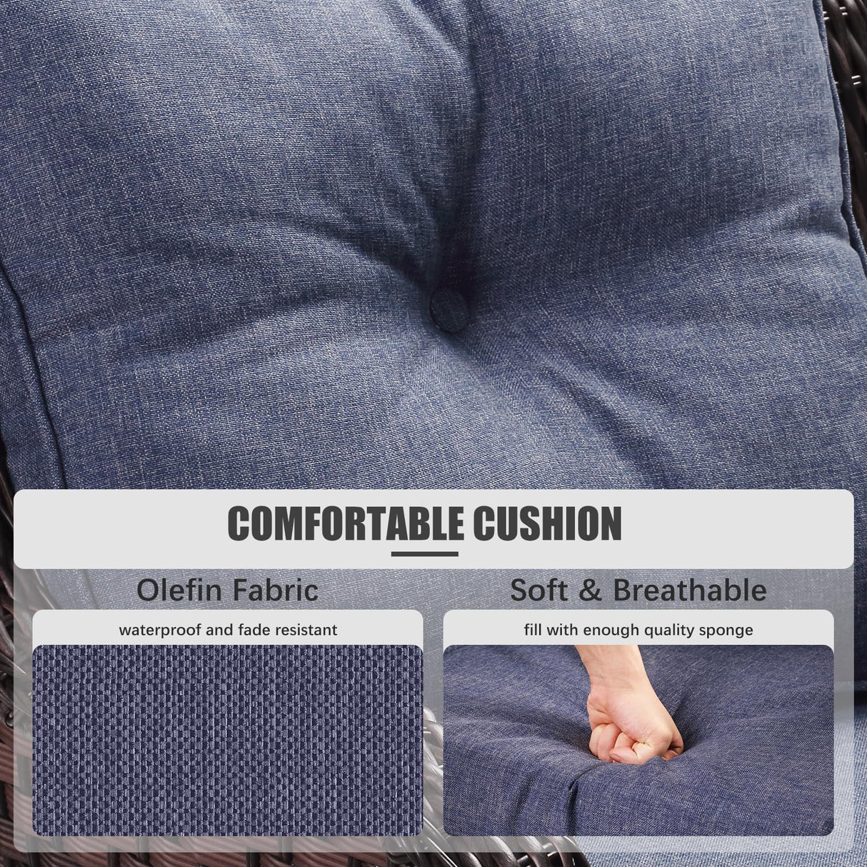 LayinSun 7 Pieces Outdoor Patio Furniture Set with Fire Pit Table, Rattan Wicker Swivel Rocker Chairs Sets with Swivel Glider Chairs and Coffee Table LayinSun