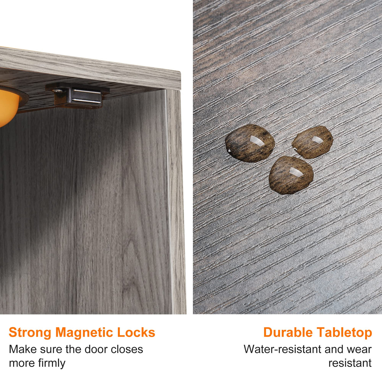 Heybly Cat Tree, Wood Litter Box Enclosure with Food Station, All-in-one Indoor Cat Furniture with Basket and Condo, Modern Style Cat Tower, Hammock, Rustic Gray HCT101SG Heybly