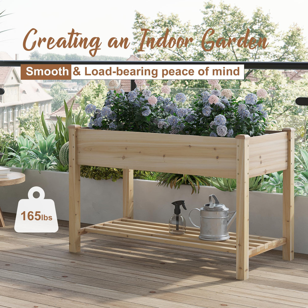FILWH Raised Garden Bed with Legs Elevated Wooden Planter Box Stand Large Planter Stand Box for Fruits Vegetables Flowers with Divider with Bag - 48 * 24 * 30.5IN FILWH
