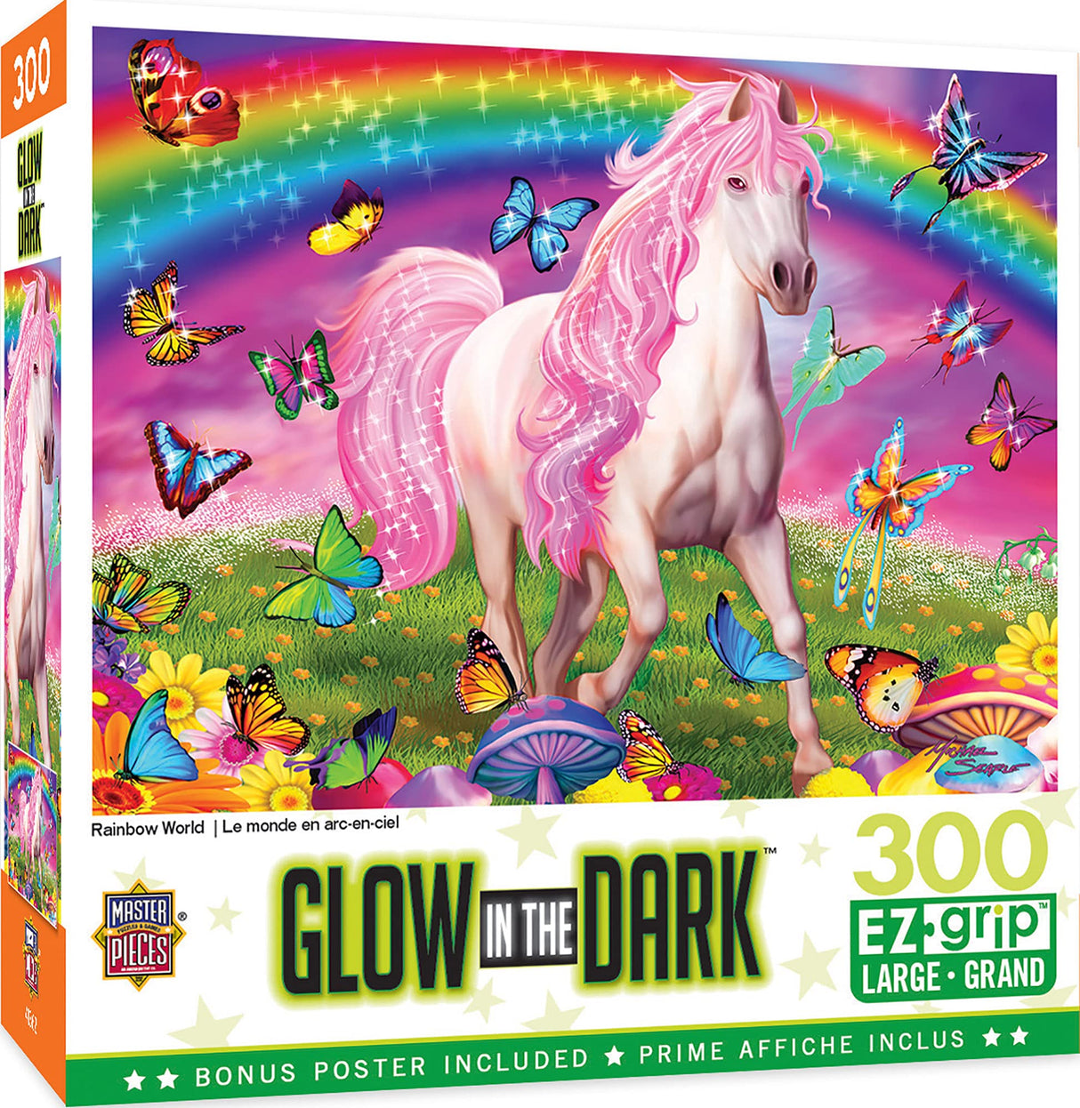 Masterpieces 300 Piece EZ Grip Glow in The Dark Jigsaw Puzzle - Rainbow World - 18"x24" Masterpieces