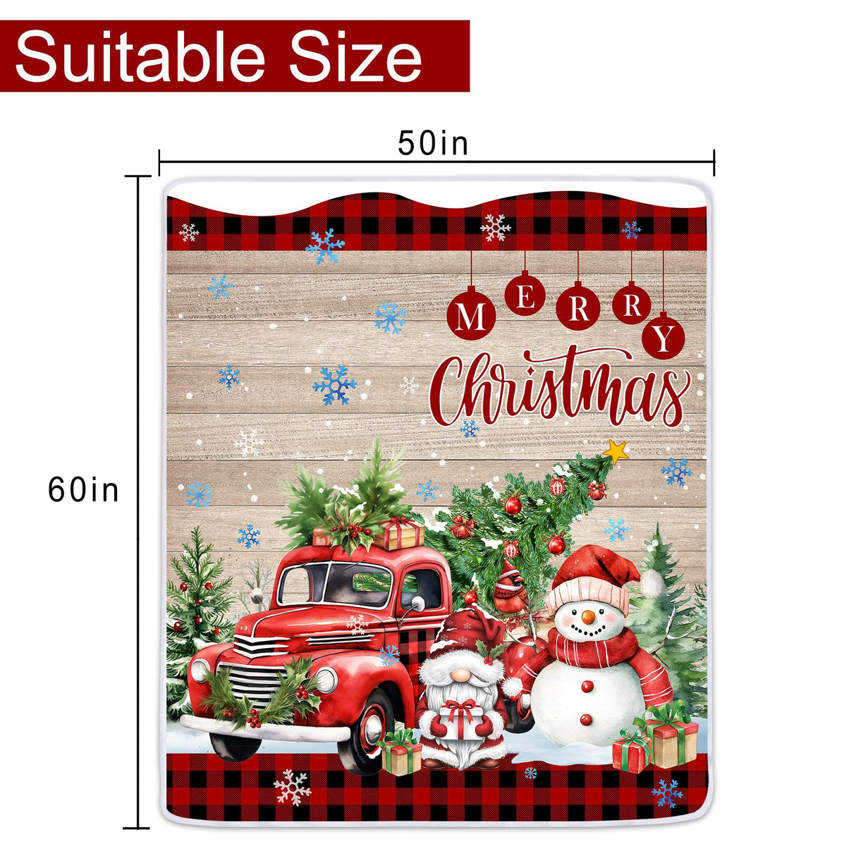 Christmas Blanket, Snowman Blanket for Women, Red Truck Soft Flannel Fleece Throw Blankets for Kids Girls Bed Living Room Couch, 50x60 Inches, Red Holiday Winter Gifts for Boys Men Unibyby