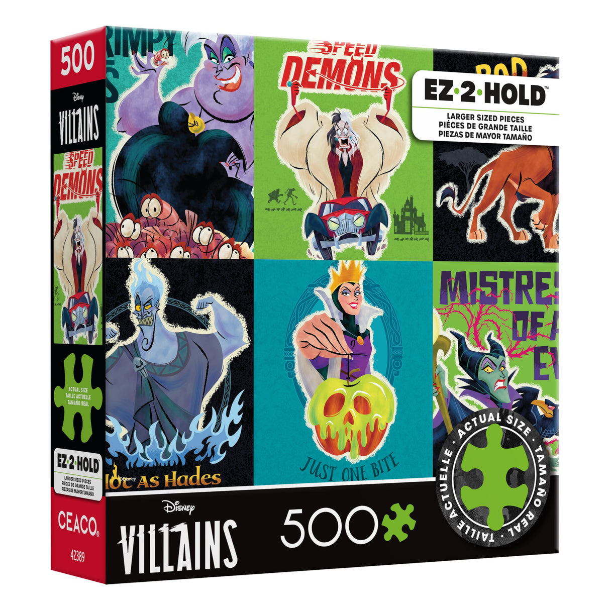 Ceaco - Disney - Villains - Poster Collage - 500 Piece Jigsaw Puzzle – Oversized Pieces – Easy to Hold – EZ Hold Ceaco