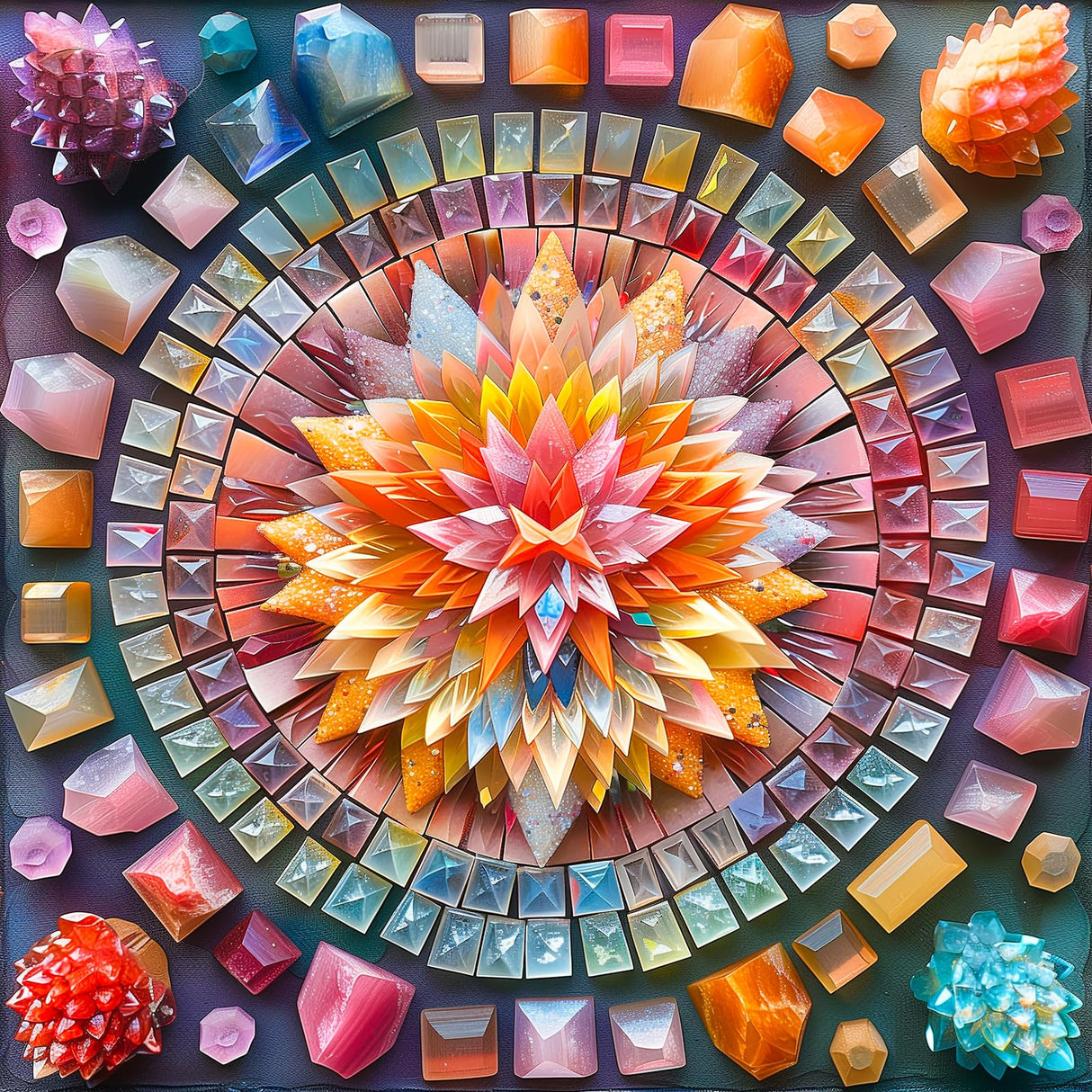 Crystal Mandala-Puzzles for Adults 1000 Pieces, Stunning Shining Colorful Crystal Mandala Puzzle, Impossible Puzzle Color Challenge Puzzle Bgraamiens
