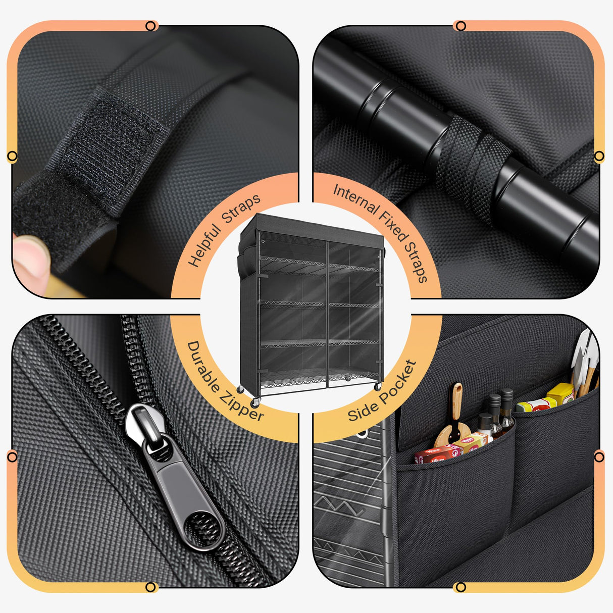 REIBII 4-Tier Storage Shelves Wire Shelving Unit with Cover & Wheels, Heavy Duty Metal Shelving for Dorm Storage Shelves, Garage Storage Rack Commercial Shelf, 36" W*14.3" D*56.5" H REIBII