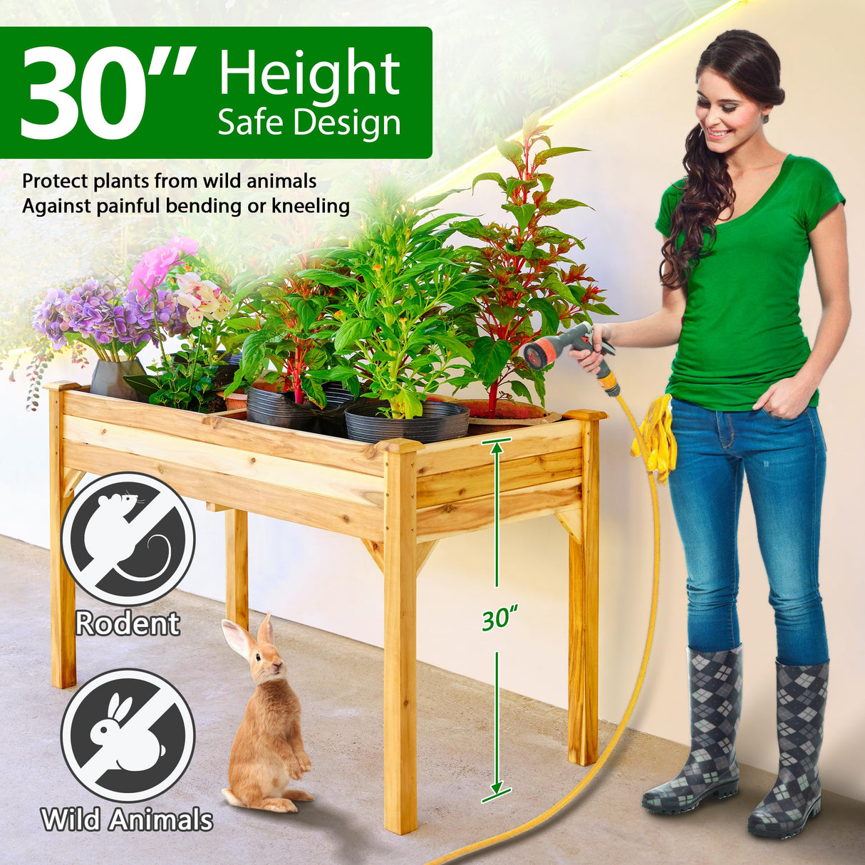 PrimeZone 2PCS 48 x 24 x 30 in FSC-Certified Acacia Wood Raised Garden Bed - Elevated Planter Box with Legs, Plant Stand Outdoor for Herbs, Vegetables, Flowers in Backyard, Patio, Balcony, Gardening PrimeZone