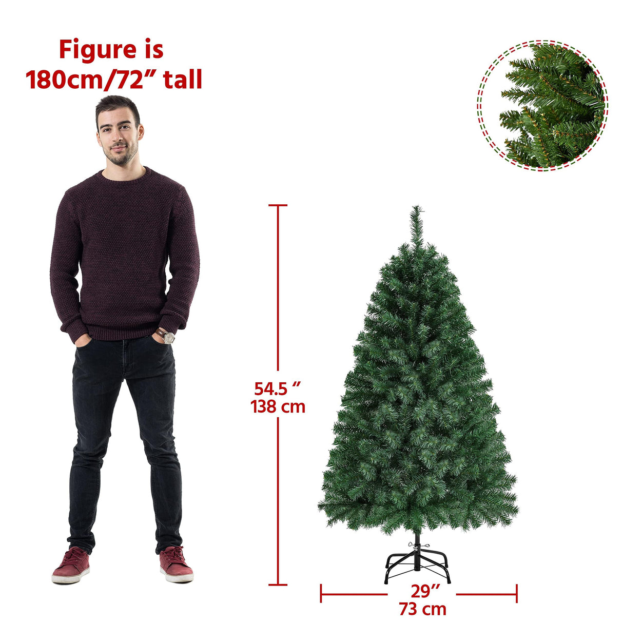 Yaheetech 4.5ft Premium Spruce Hinged Artificial Full Christmas Tree with 320 Branch Tips Holiday Xmas Tree with Metal Hinges and Foldable Base for Home Party Office Decoration Yaheetech