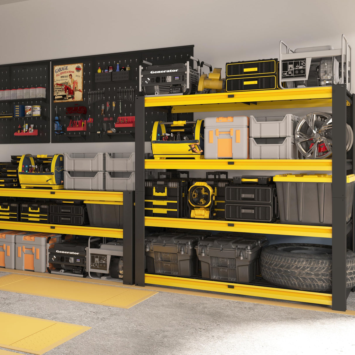 PrimeZone Heavy Duty Storage Shelves - 40" W X 20" D X 60" H Adjustable Garage Wire Shelving Unit, 4 Tier Industrial Metal Shelf Standing Utility Rack for Warehouse, Basement, Black & Gold, 2 Pack PrimeZone