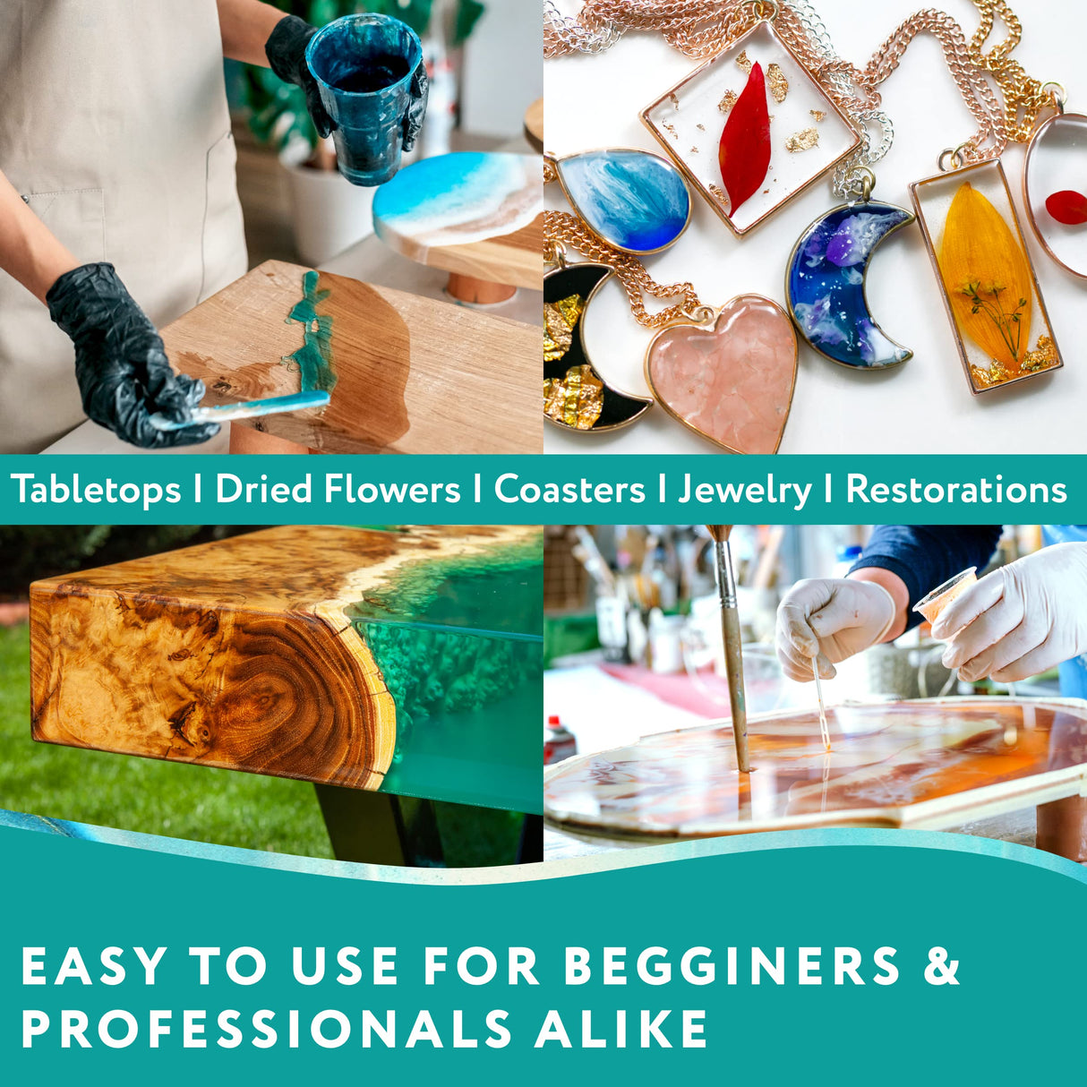 DR CRAFTY Clear Epoxy Resin - Table Top Epoxy Resin Kit - Clear Epoxy Resin for Resin Molds, Table Top, Art Resin, Craft, Jewelry Casting, DIY, Tumblers & Wood - 2 Part Resin Kit (1 Gallon) DR. CRAFTY