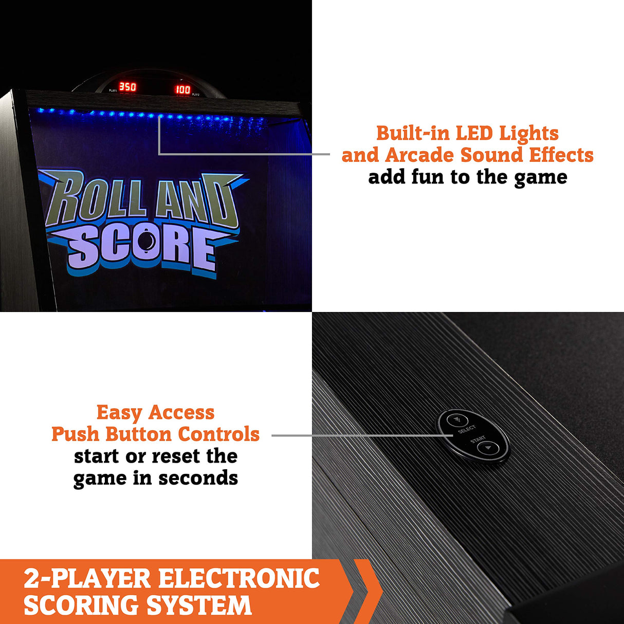 Hall of Games 108" Roll and Score with LED Lights and Electronic Scorer, Black/Blue, 9 Foot Hall of Games