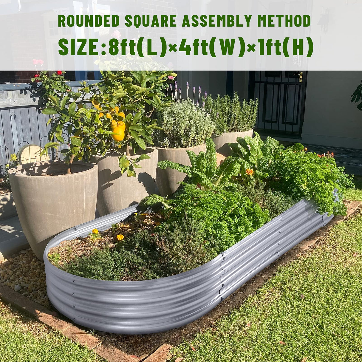 Land Guard 2Pcs Galvanized Steel Raised Garden Bed,8×4×1 ft Large Metal Raised Planter Beds, Aluminum Raised Garden Bed for Vegetables.… Land Guard