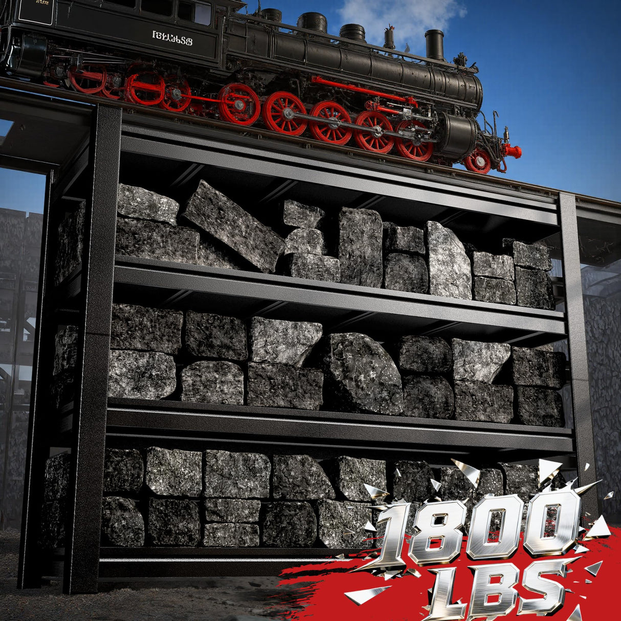 Snhomee 40" W Garage Storage Shelves, Heavy Duty Shelving, 4 Tier Adjustable Metal Shelving Unit, Storage Rack for Garage, Basement, Warehouse with Tool-Free Assembly, 40" W x 19.1" D x 57" H Snhomee