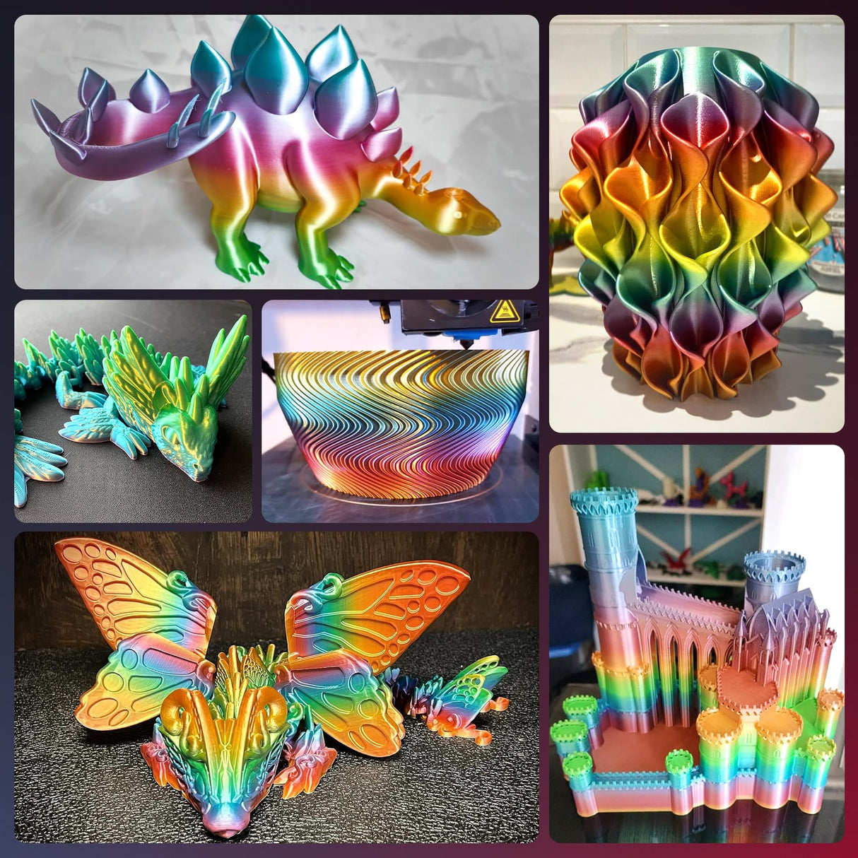 JAYO 3D Printer Filament Bundle, PLA Silk Filament Bundle Multicolor, Shiny Silk PLA Filament 1.75mm, Fast Color Change Rainbow Filament, Individually Vacuum Packed, 250g Spool, 8 Rolls, 2kg in Total JAYO