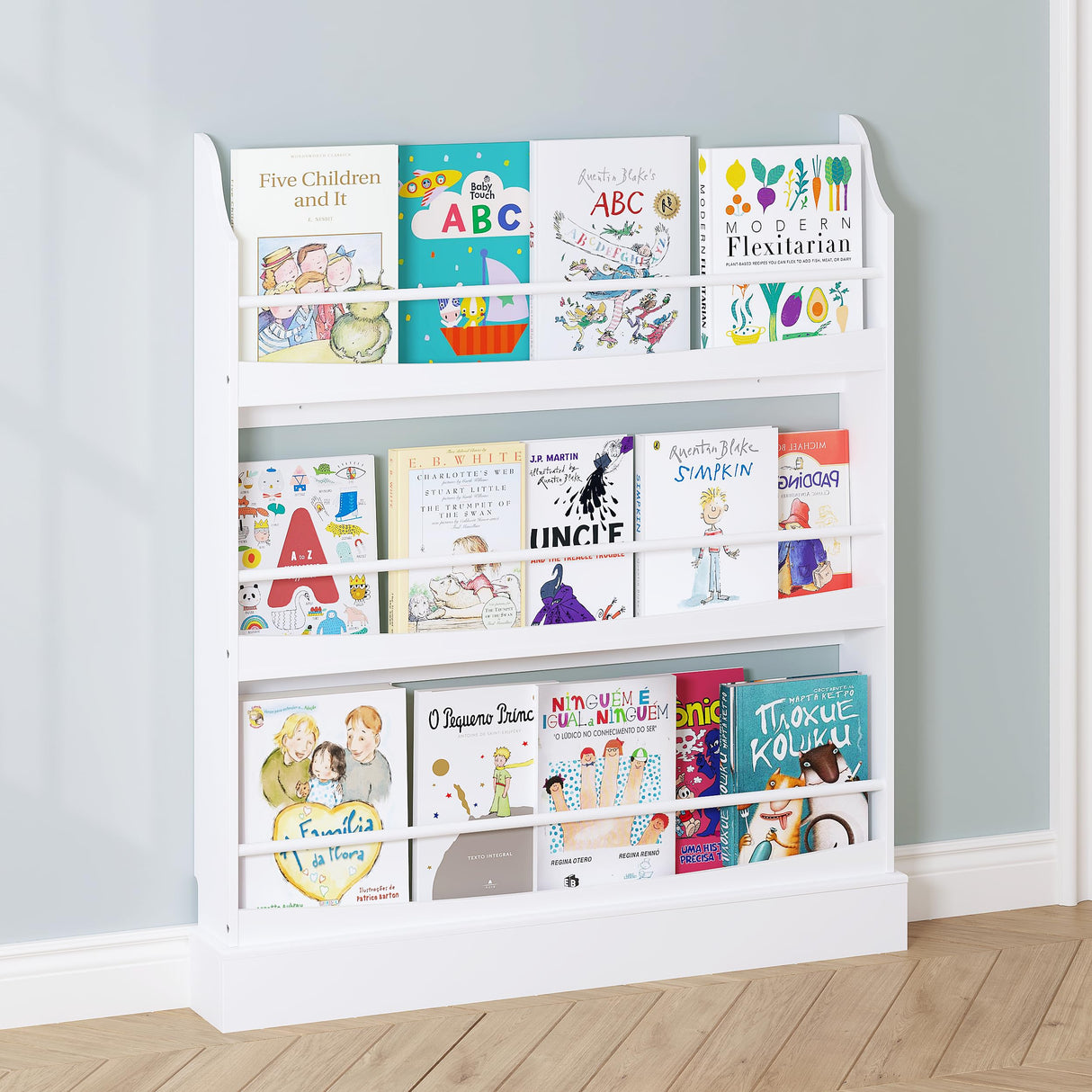 UTEX Kids Bookshelf, 3 Tiers Book Shelf and Storage for Kids Rooms, Kids Bookcase Rack Wall for Bedroom,Study Living Room,White UTEX