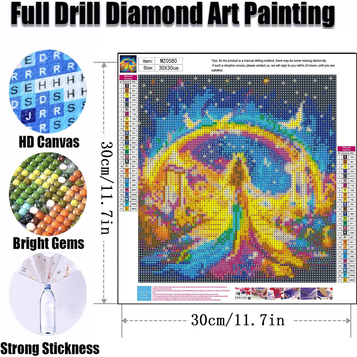 Ekuxom Fairy Diamond Art Painting Kits for Adults, Rainbow Angel Diamond Art Kits, Round Full Drill Diamond Art Gem Wall Art Decor Gifts 12x12 inch Ekuxom