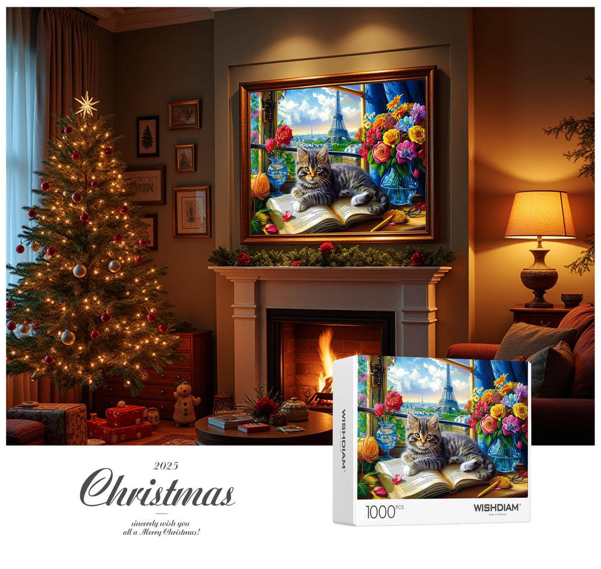 Jigsaw Puzzles 1000 Pieces - WISHDIAM Puzzles for Adults - Cats Kitten Pets Animal Lovers Impossible Hard Difficult Challenging Puzzles for Home Decor Birthday Party Gifts Toy (Shadow of Paris) WISHDIAM