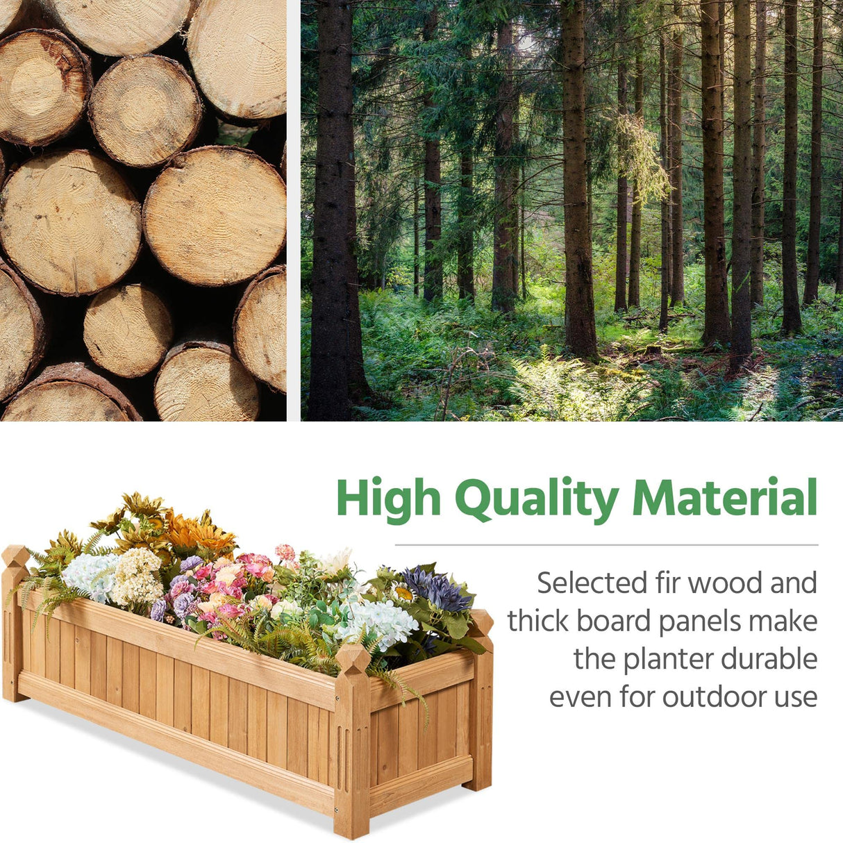 Yaheetech 43.5″ L × 16″ W × 14″ H Wooden Raised Garden Bed, Horticulture Rectangular Garden Planter Outdoor, Raised Planter Box for Patio/Yard/Greenhouse Vegetable/Flower/Herbs, Light Brown,2pcs Yaheetech