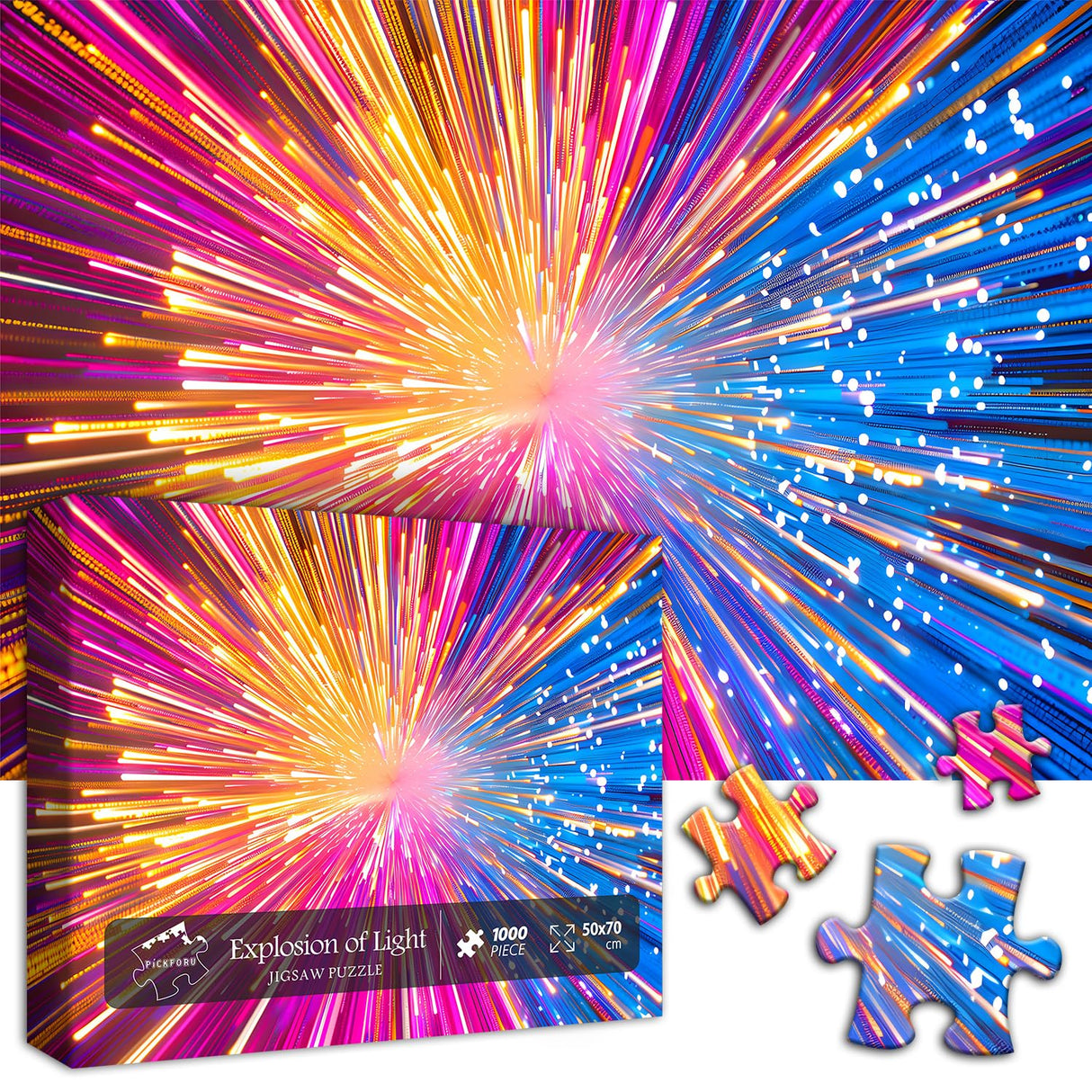 Impossible Puzzles for Adults 1000 Piece, Hard Difficult Puzzles Light, Colorful Rainbow Gradient Puzzle, Challenging Jigsaw Puzzles PICKFORU