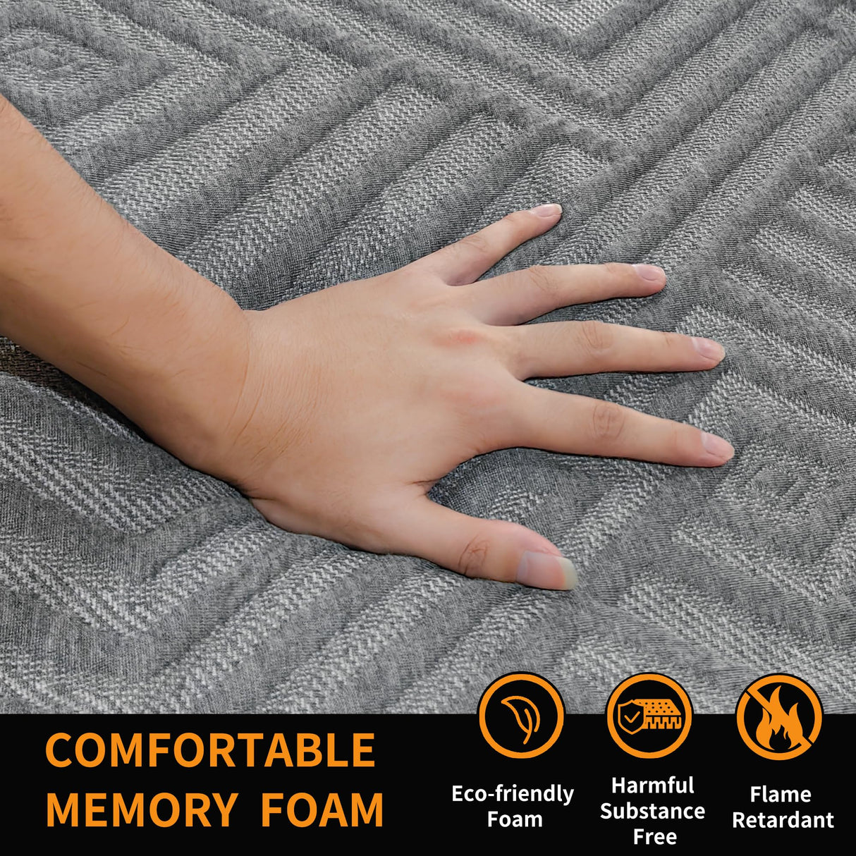 ESHINE California King Memory Foam Mattress 14 inch - 14 inch Mattress with Cooling Gel Memory Foam for Pressure Relief, Green Tea Mattress in a Box for Back Pain, CertiPUR-US Certified, Dark Grey ESHINE