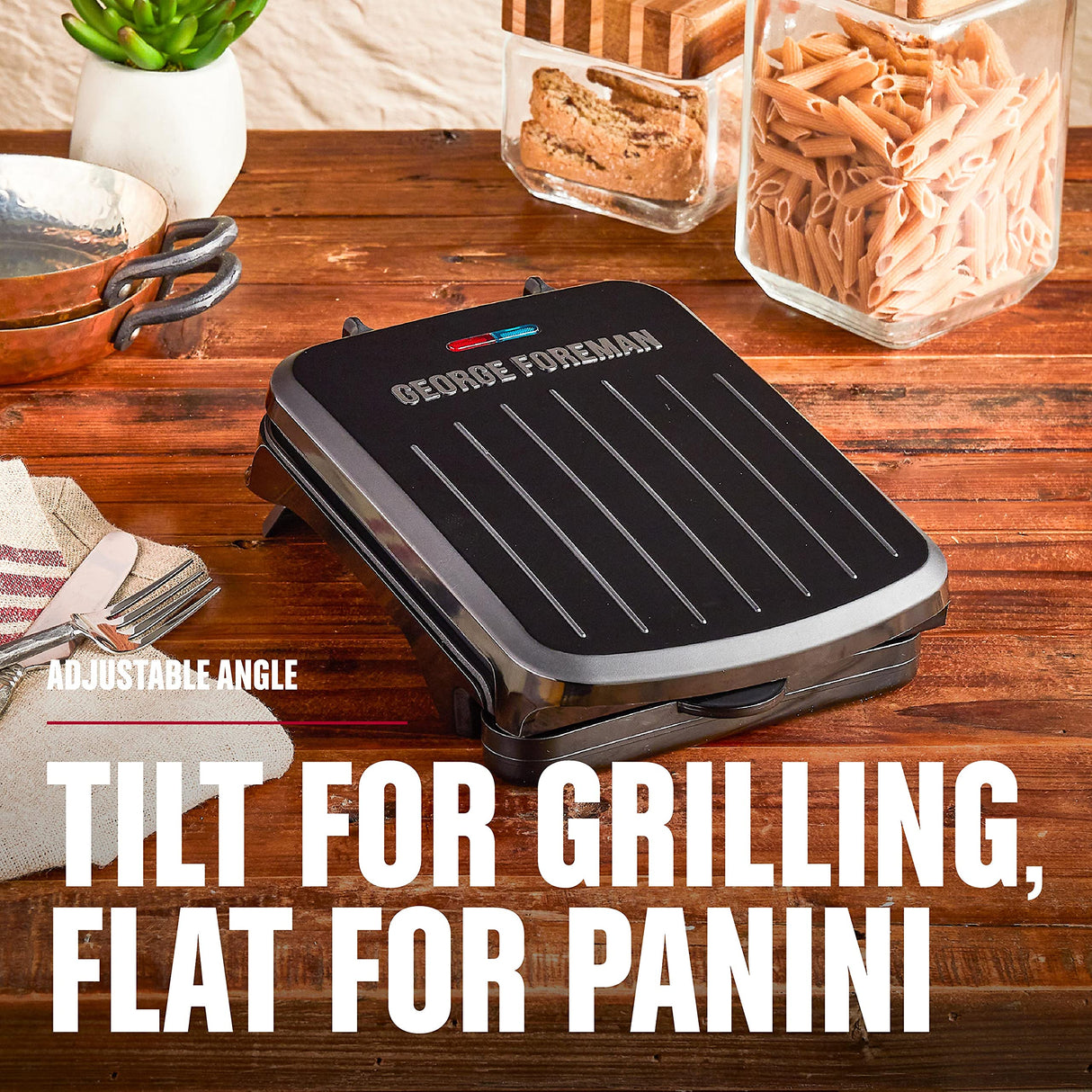 George Foreman 2-Serving Classic Plate Electric Indoor Grill and Panini Press, Black, GRS040B George Foreman