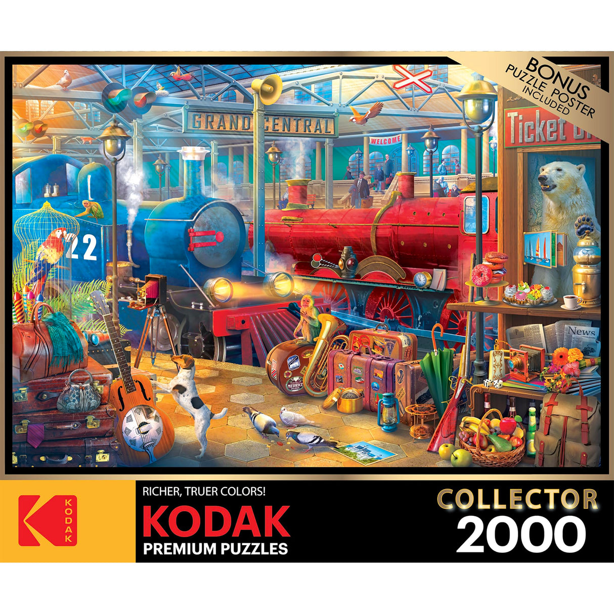RoseArt - Kodak Collector - Train Station - 2000 Piece Jigsaw Puzzle for Adults RoseArt