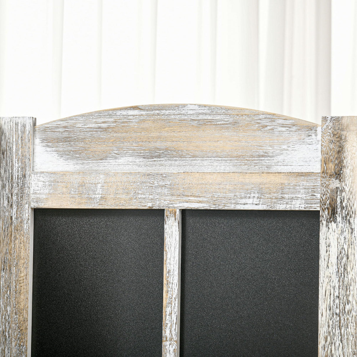 HOMCOM 4 Panel Room Divider, 5.6' Tall Farmhouse Style Folding Indoor Portable Wood Privacy Screen with Black Boards, Hinged Freestanding Partition Wall Dividers for Home Office, Natural HOMCOM