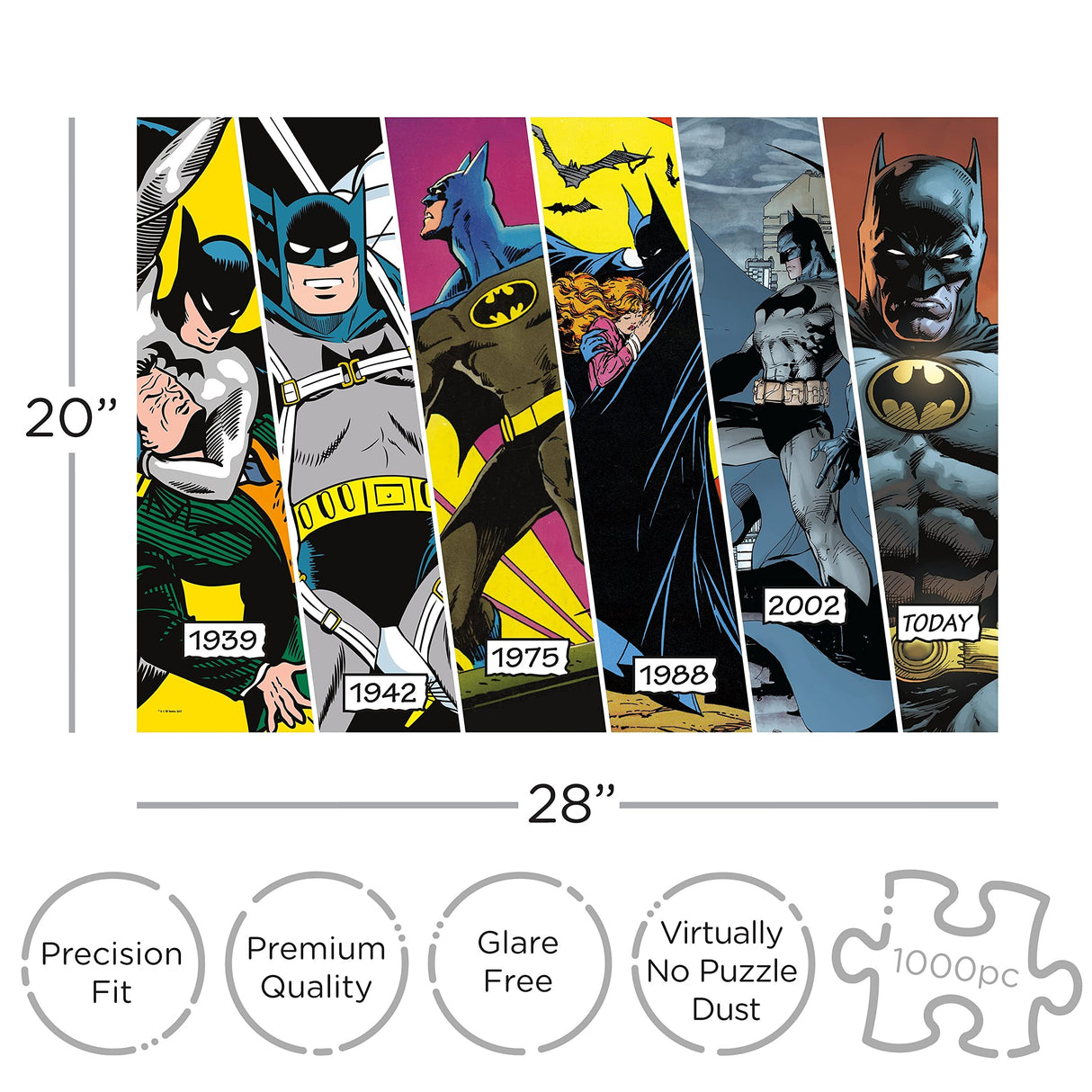 AQUARIUS DC Batman Timeline Puzzle (1000 Piece Jigsaw Puzzle) - Officially Licensed DC Comics Merchandise & Collectibles - Glare Free - Precision Fit - 20 x 28 Inches AQUARIUS