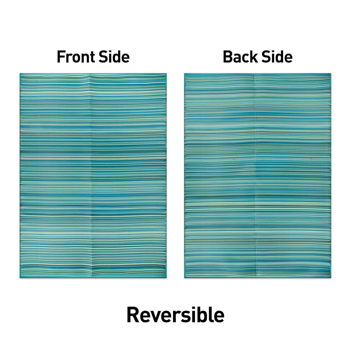 Rugshop Contemporary Stripe Reversible Foldable Waterproof Premium Recycled Plastic Outdoor Rugs for Patio,Backyard,RV,Deck,Picnic,Trailer,Beach,Camping Rug 6' X 9' Blue Rugshop