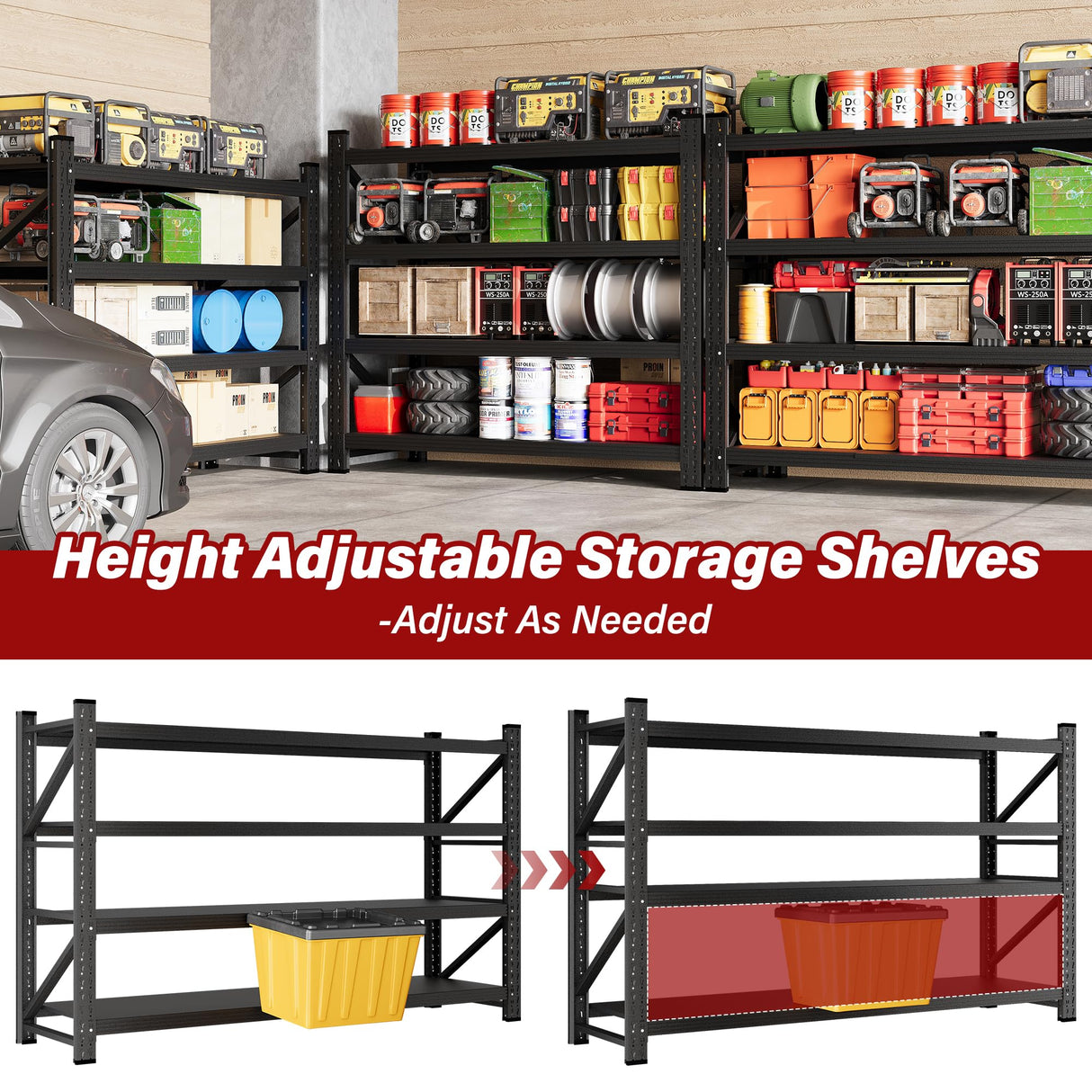 5000LBS Heavy Duty Garage Shelving Units,60" Wide & Deep Storage Shelves,Metal Garage Shelves,Large Storage Rack,Steel Shelf,Industrial Shelving for Shop,Warehouse,Basement,60" W x 24" D x 70" H SISESOL