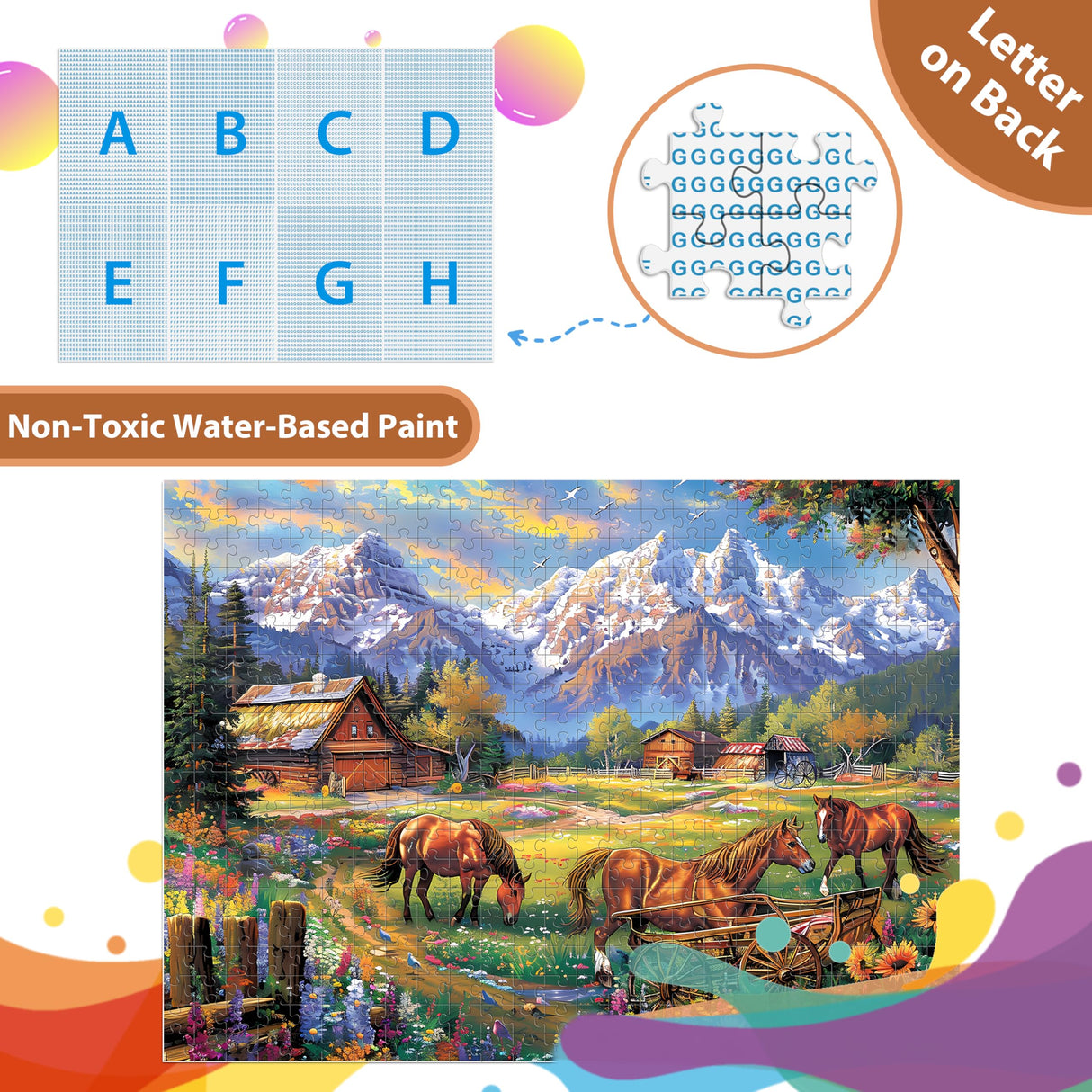 500 Piece Puzzles for Adults, Jigsaw Puzzles 500 Pieces, Flowers Mountain Puzzles 500 Pieces for Adults, Horse Jigsaw Puzzles, Funny Challenging Puzzles, Great Gift for Family Friends, 21 x 15 in Jeacirio