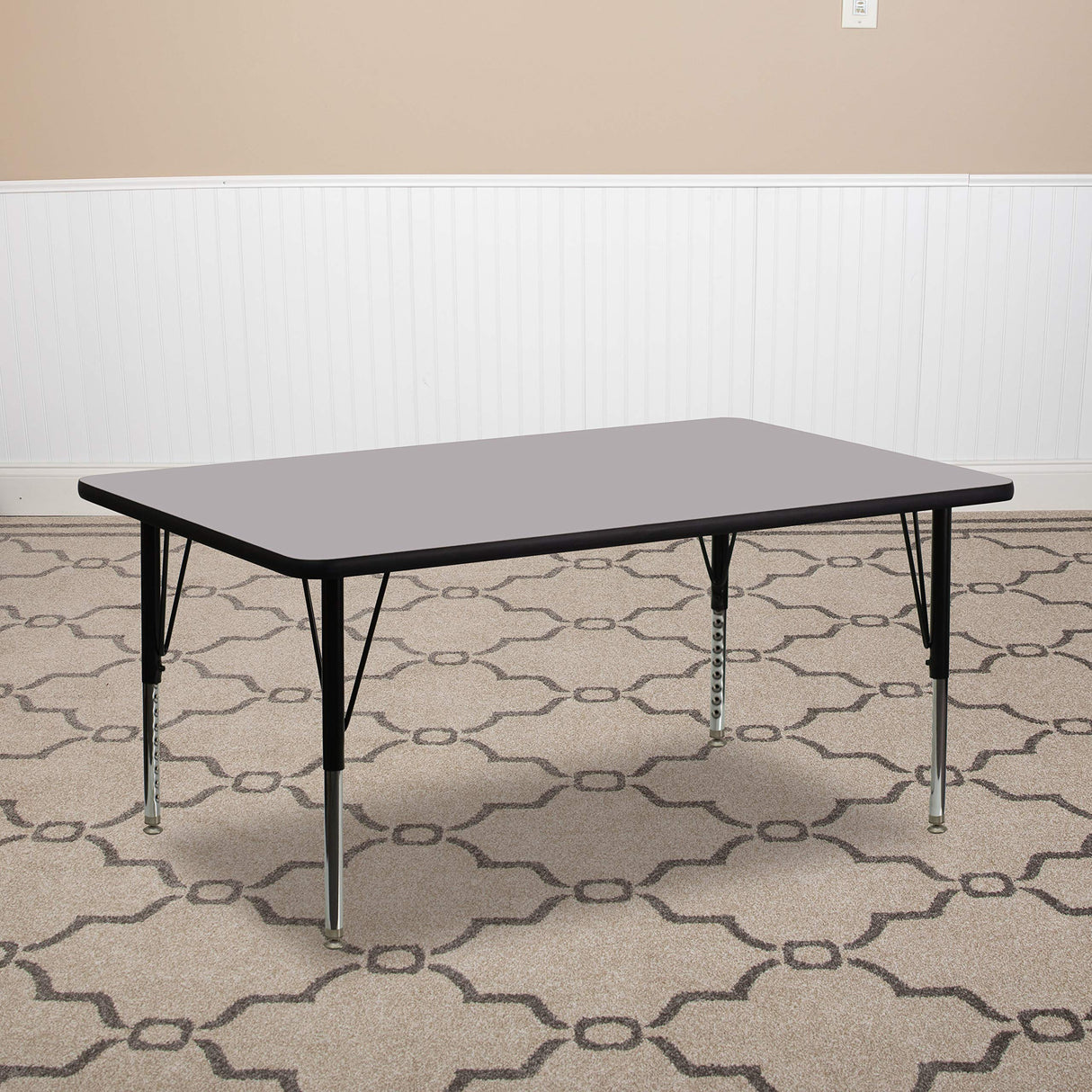 Flash Furniture 30''W x 72''L Rectangular Grey Thermal Laminate Activity Table - Height Adjustable Short Legs Flash Furniture