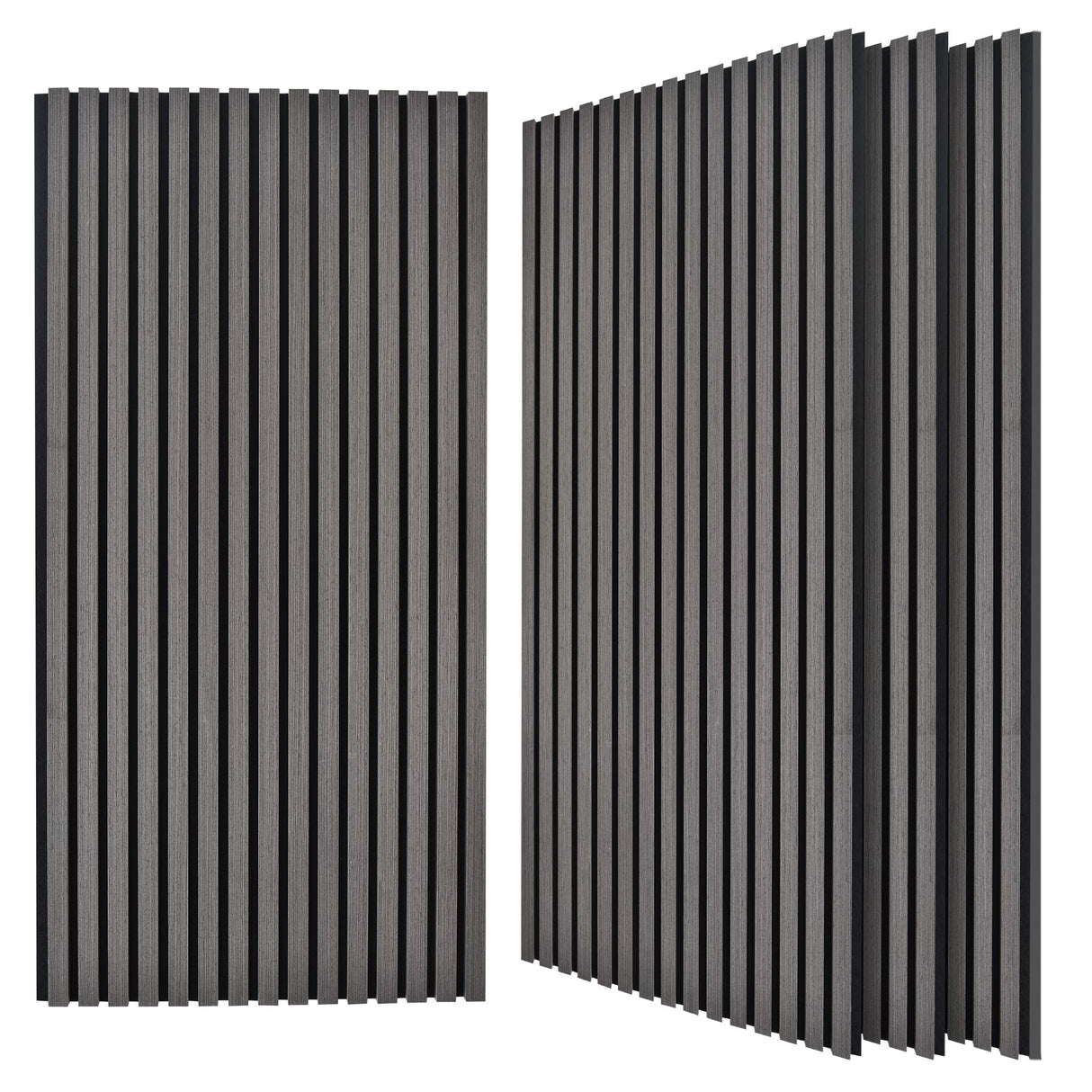 Wood Slat Panels, Interior Wall Decor Easy Installation, Soundproof Slatted Wall Panels 3D Acoustic Decoration for Office, Meeting Room, Café, Bars, Restaurant & Home, Deep Gray 2 Pcs 47.2×23.6 in WoveN SounD