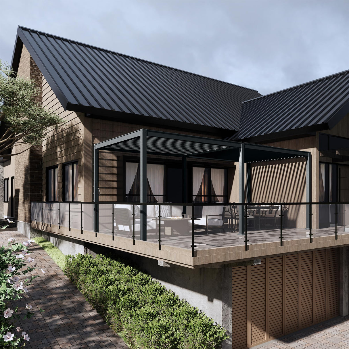 MASTERCANOPY 12’ X 16’ Louvered Pergola Outdoor Aluminum Patio Pergola with Adjustable Roof for Deck Backyard Garden (Black) MASTERCANOPY