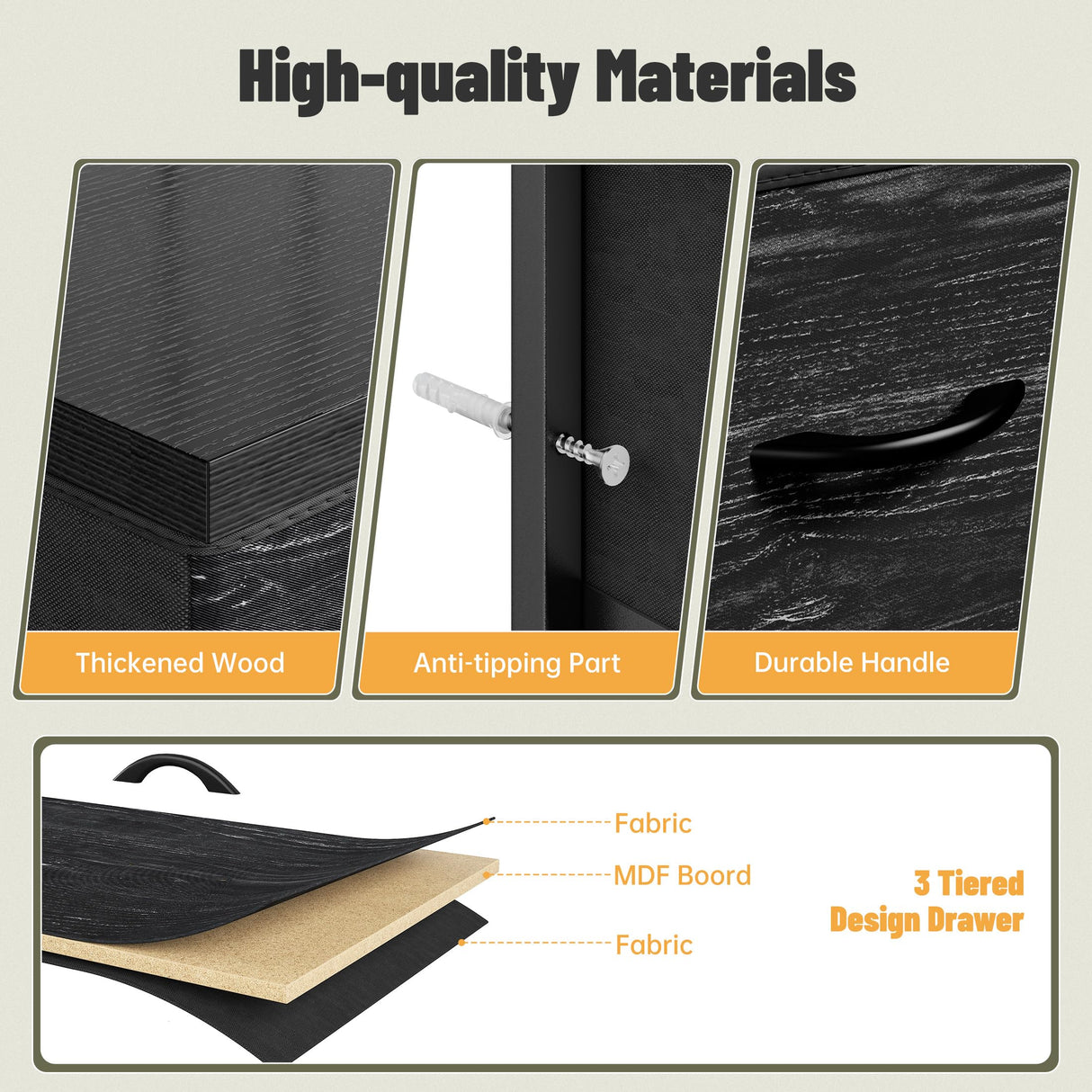 EnHomee Tall Dresser for Bedroom with 12 Drawer Dressers & Chests of Drawers for Closet with Charging Station & LED Lights & Mesh Door Sturdy Black Dresser with Wooden Top and Metal Frame EnHomee