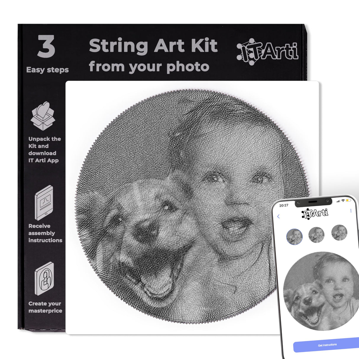 DIY String Art Kit – Create Custom Art from Your Photo – Relaxing Hobby & Personalized Wall Decor – Craft Kit for Women/Her – IT Arti – Gift Idea String Art for Adults Beginner IT Arti