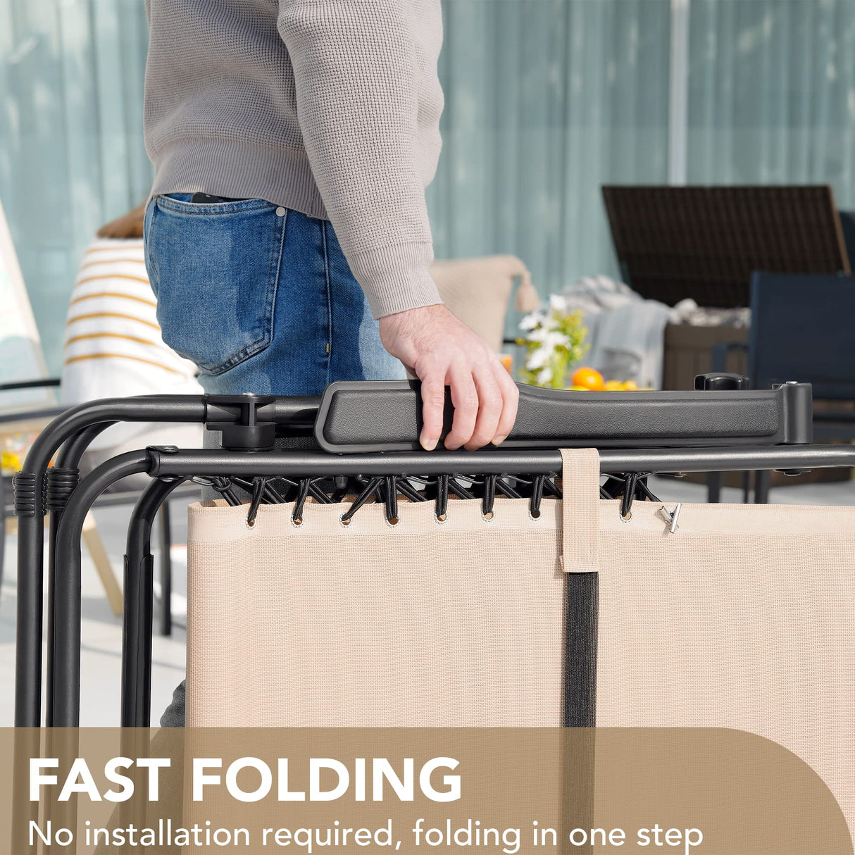 Devoko Patio Zero Gravity Chair Outdoor Folding Adjustable Reclining Chairs Pool Side Using Lawn Lounge Chair with Pillow Set of 2 (Beige) Devoko