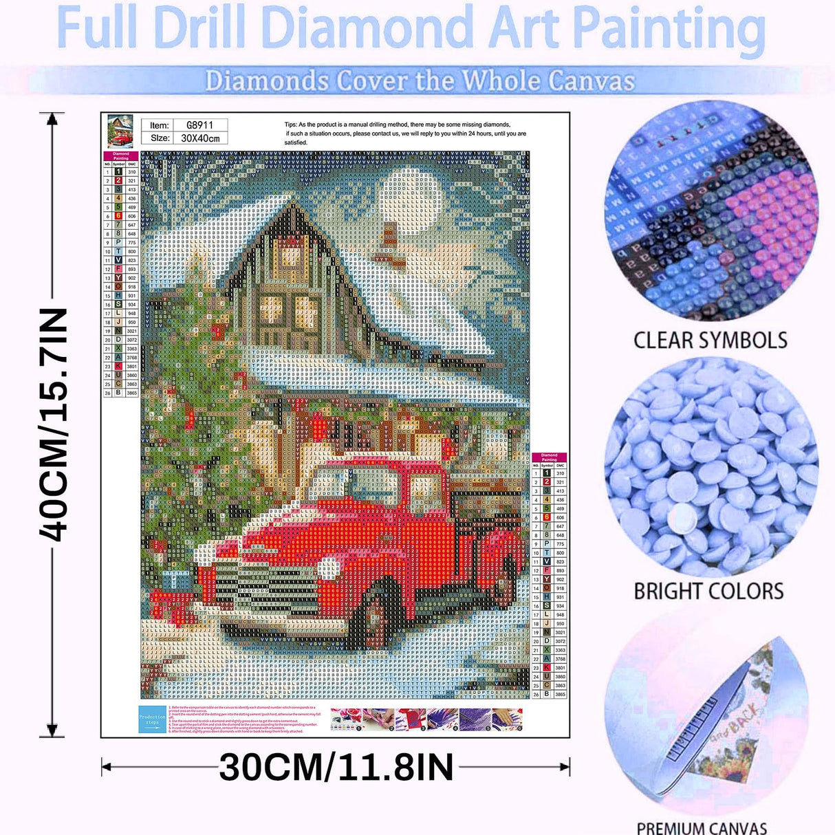 Christmas Diamond Art Kits for Adults-Christmas Truck 5D Diamond Painting Kits for Adults Beginners,DIY Full Drill Diamonds Painting Red Truck Gem Art Kits for Gift and Home Decoration(12x16 inch) Arttoplus
