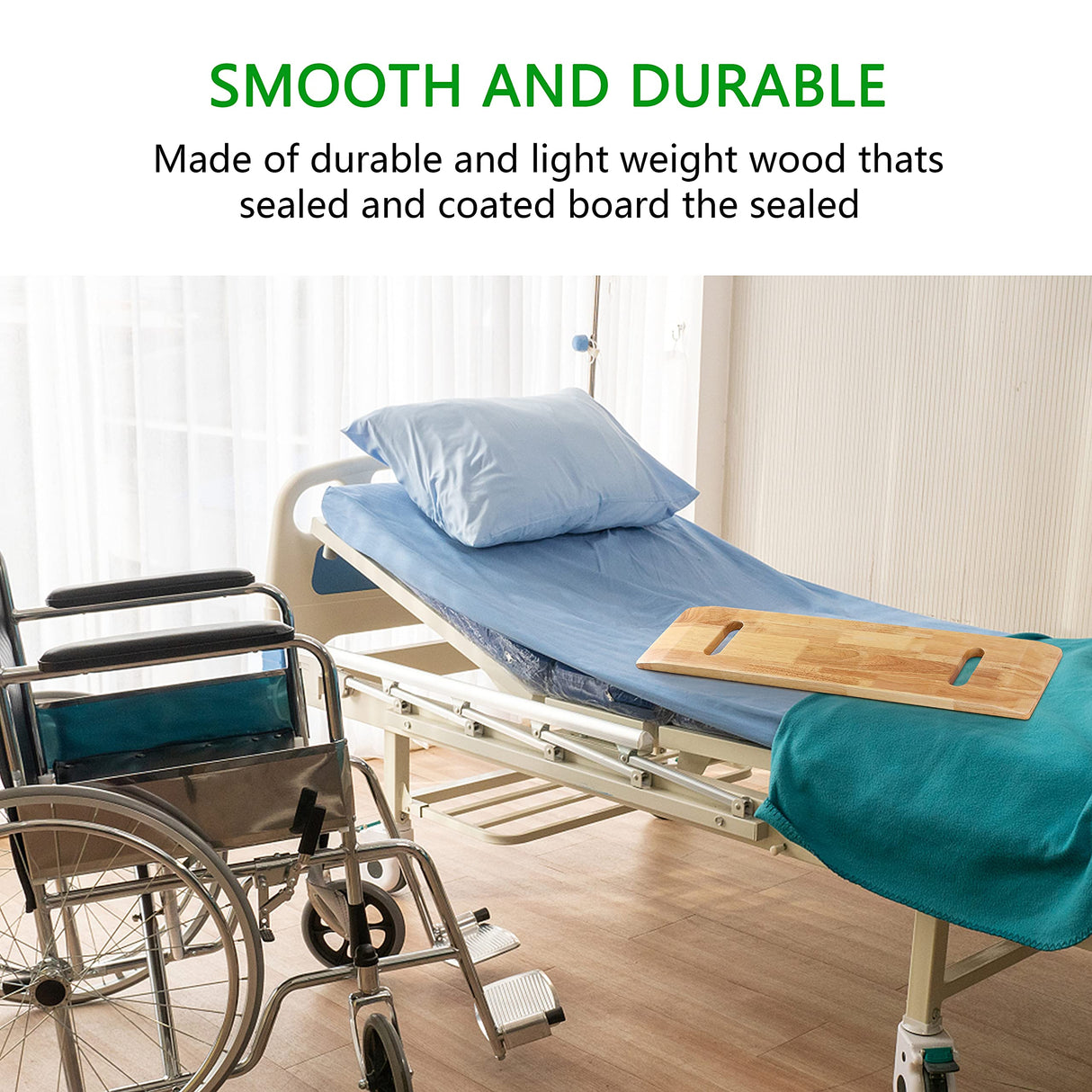 YPCBYNBS Wooden Transfer Board,Made of Heavy-Duty Hardwood for Transferring Disabled Patient,Elderly,Seniors Between Wheelchair,Bed,Commode,or Chair,30" with Two Hand Cutouts YPCBYNBS