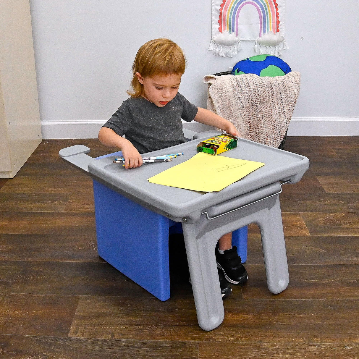 Children's Factory Edutray Kids Desk, Converts Cube Chair to Desk, Space-Saving Toddler Desk Converter, Homeschool & Classroom Study Desk, Gray Children's Factory