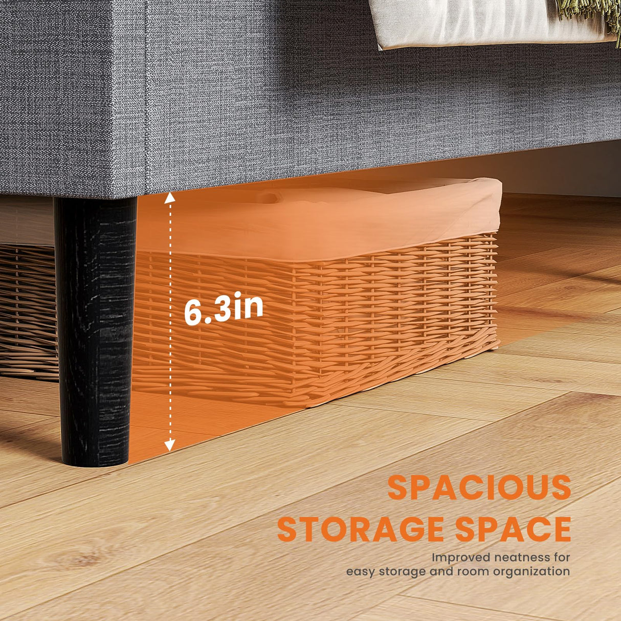 Sweetcrispy King Size Bed Frame - Fabric Upholstered Platform Bed with Headboard, 800LBS Sturdy Wooden Slats Support, No Box Spring Needed, Noise Free, Easy Assembly, Grey Sweetcrispy