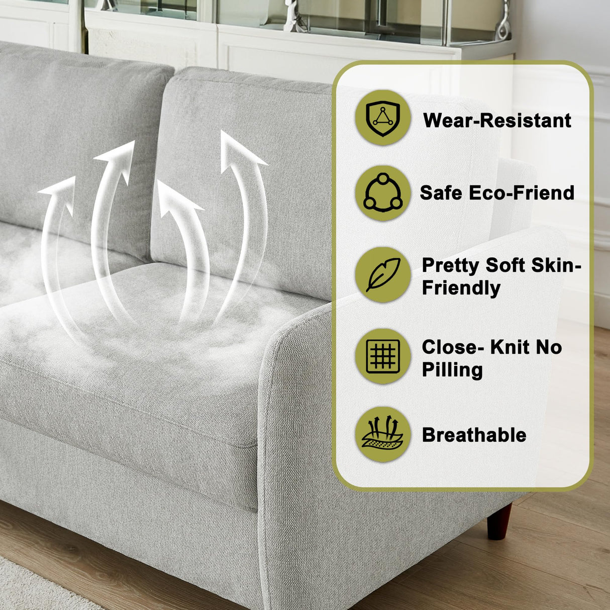 Chorlenimi Loveseat Sofa Couch with Storage Small Couches for Small Spaces Comfy Love Seats for Living Room 2 Seater Sofa for Bedroom(Light Grey, 2-Seat) Chorlenimi