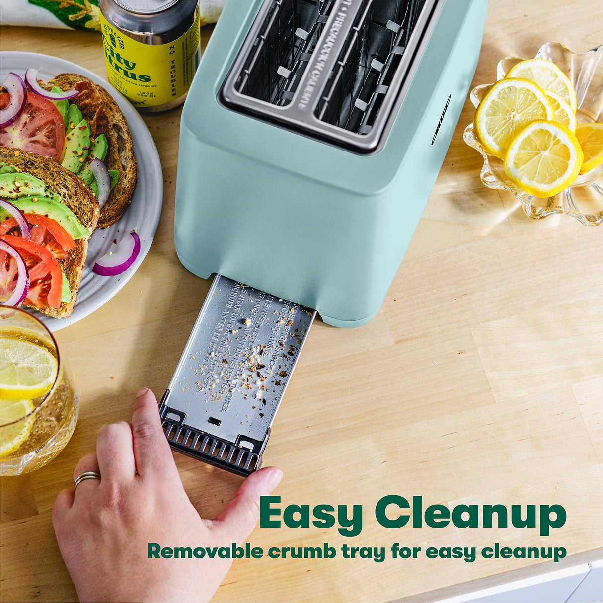 BELLA 2 Slice Toaster with Auto Shut Off - Extra Wide Slots & Removable Crumb Tray and Cancel, Defrost & Reheat Function - Toast Bread, Bagel & Waffle, Aqua BELLA