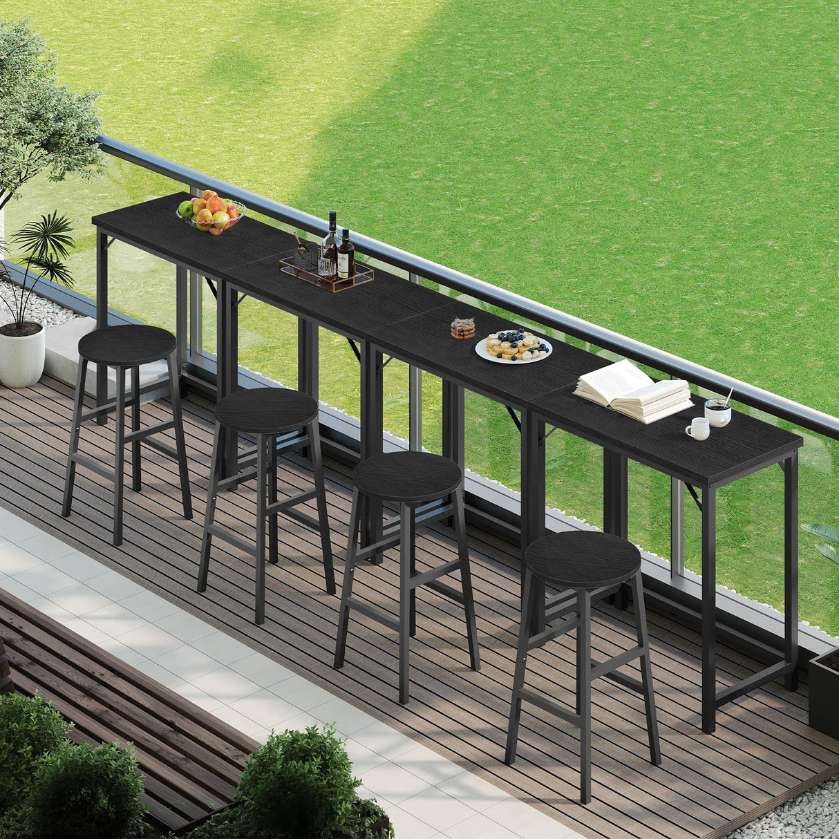 MAHANCRIS Narrow Bar Table, 63-Inch Pub Table for Dining Room, Counter Bar Tables with Sturdy Metal Frame, Connectable Bar Table, Multifunctional Console Table, Black BTBK1601 MAHANCRIS